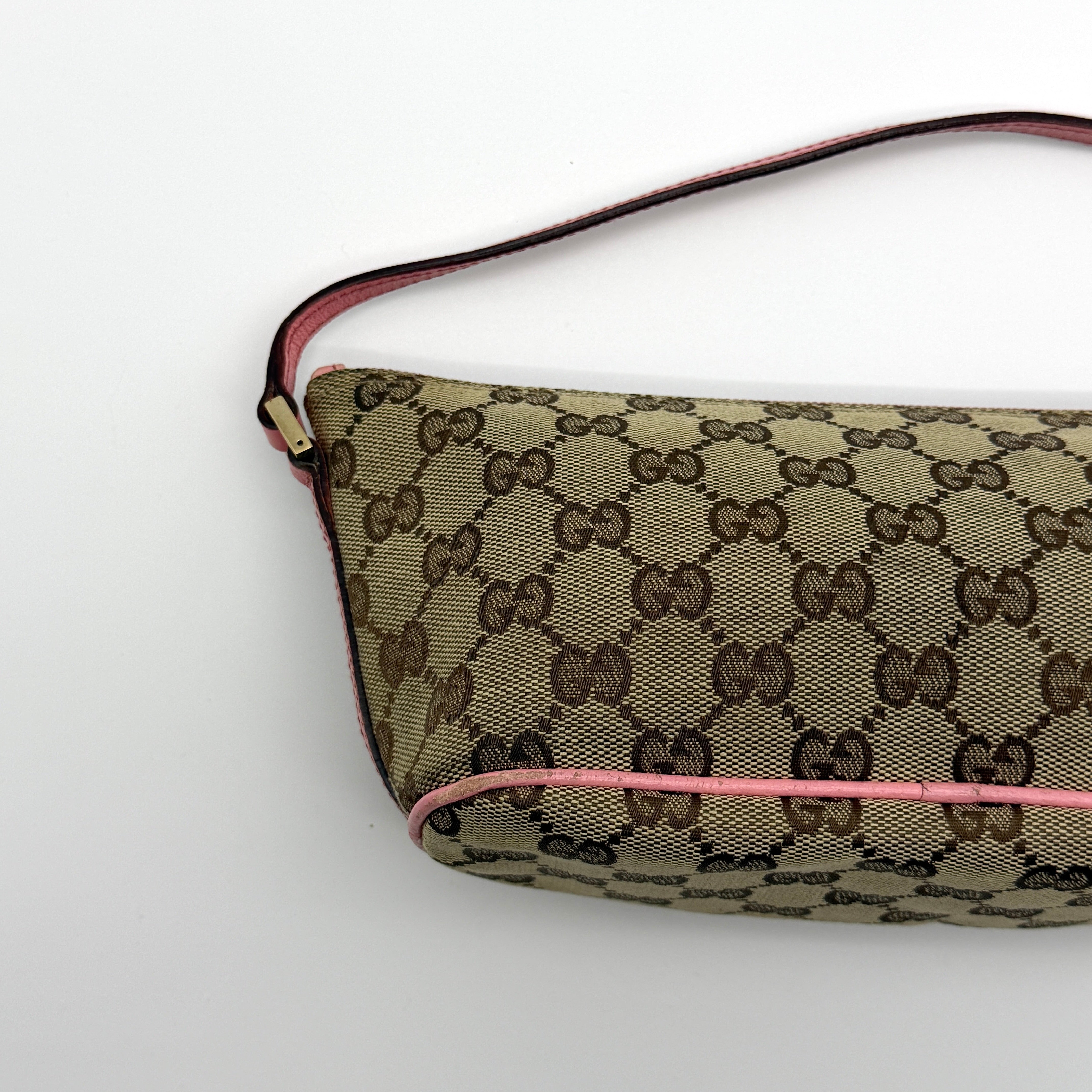 Gucci GG Monogram Pochette Boat Shoulder Bag Beige/Pink