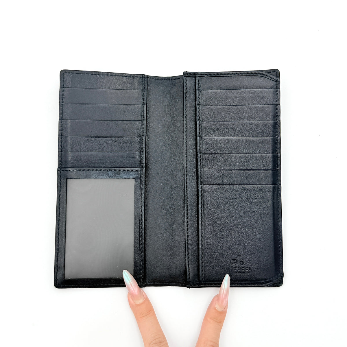Gucci Microguccissima GG Monogram Embossed Long Wallet Navy Blue