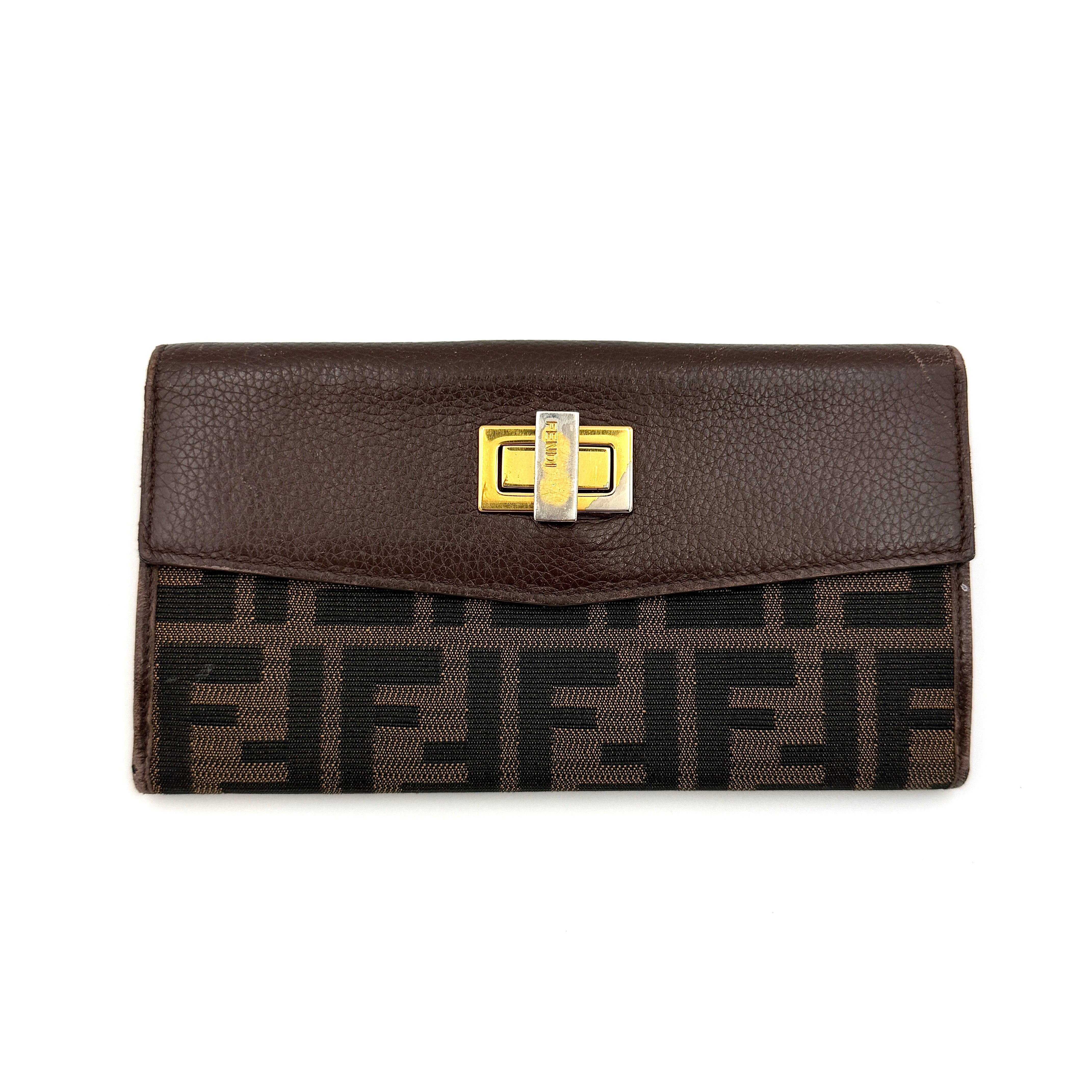 Fendi FF Zucca Long Wallet Brown