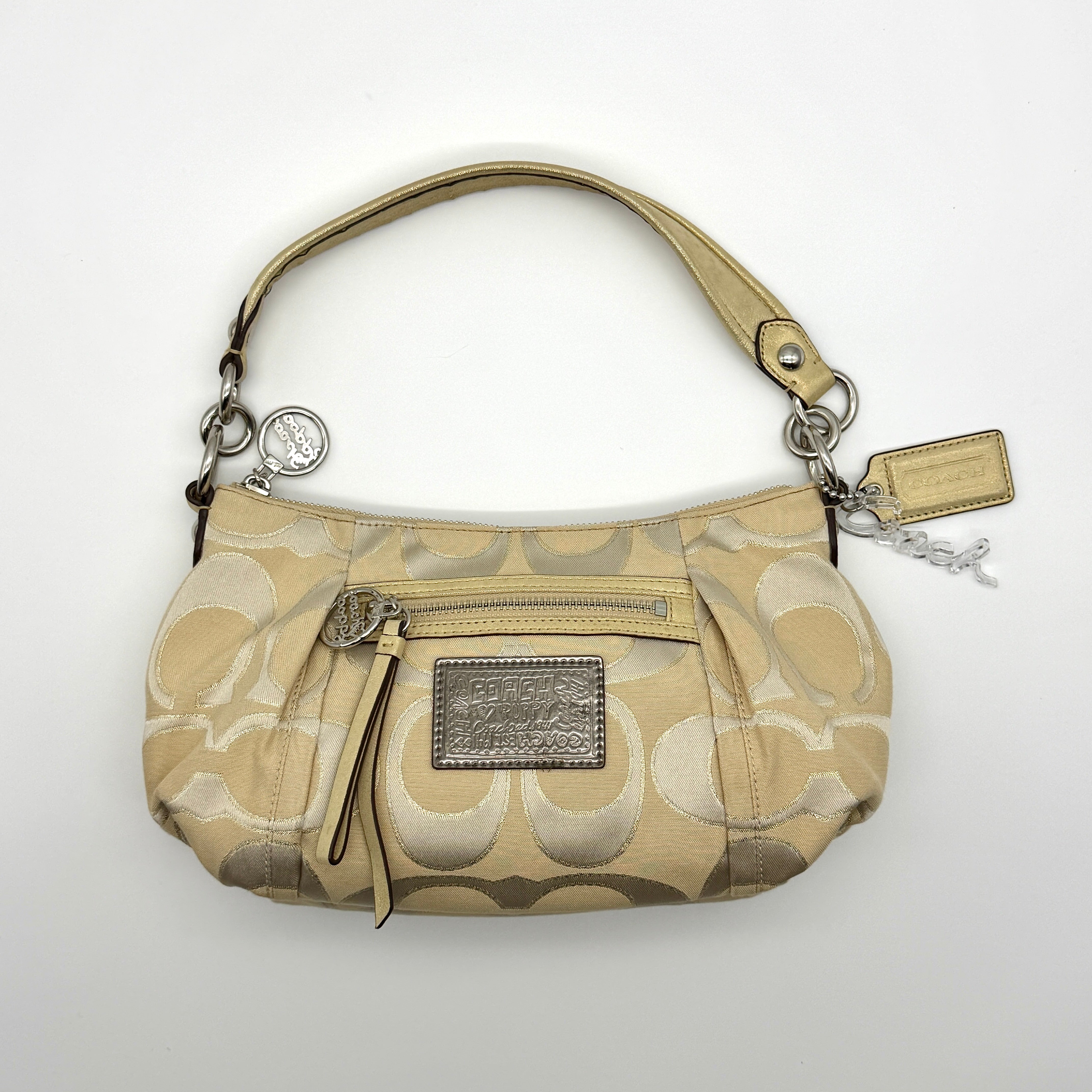 Coach 2Way Signature Poppy Shoulder Bag Beige/Gold