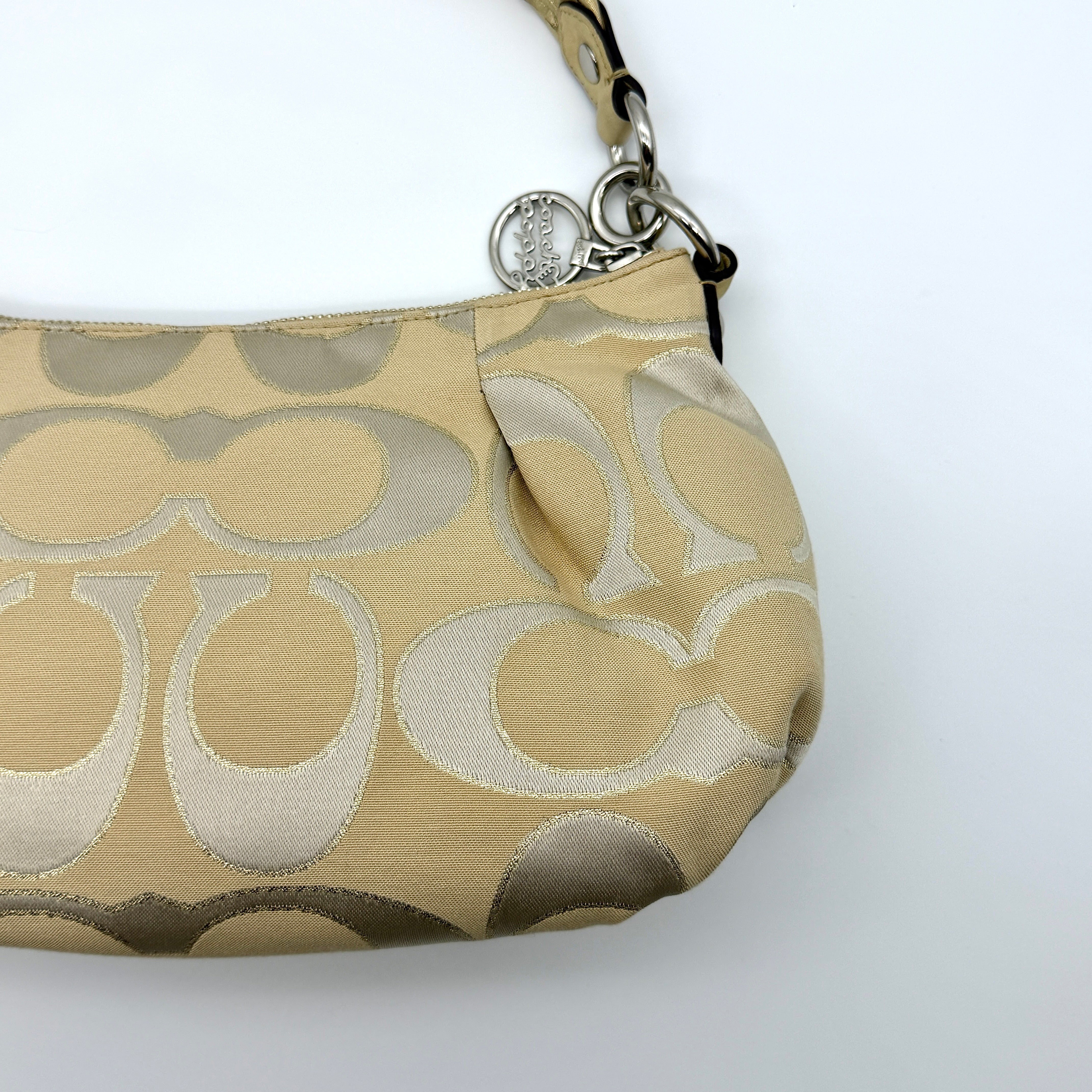 Coach 2Way Signature Poppy Shoulder Bag Beige/Gold