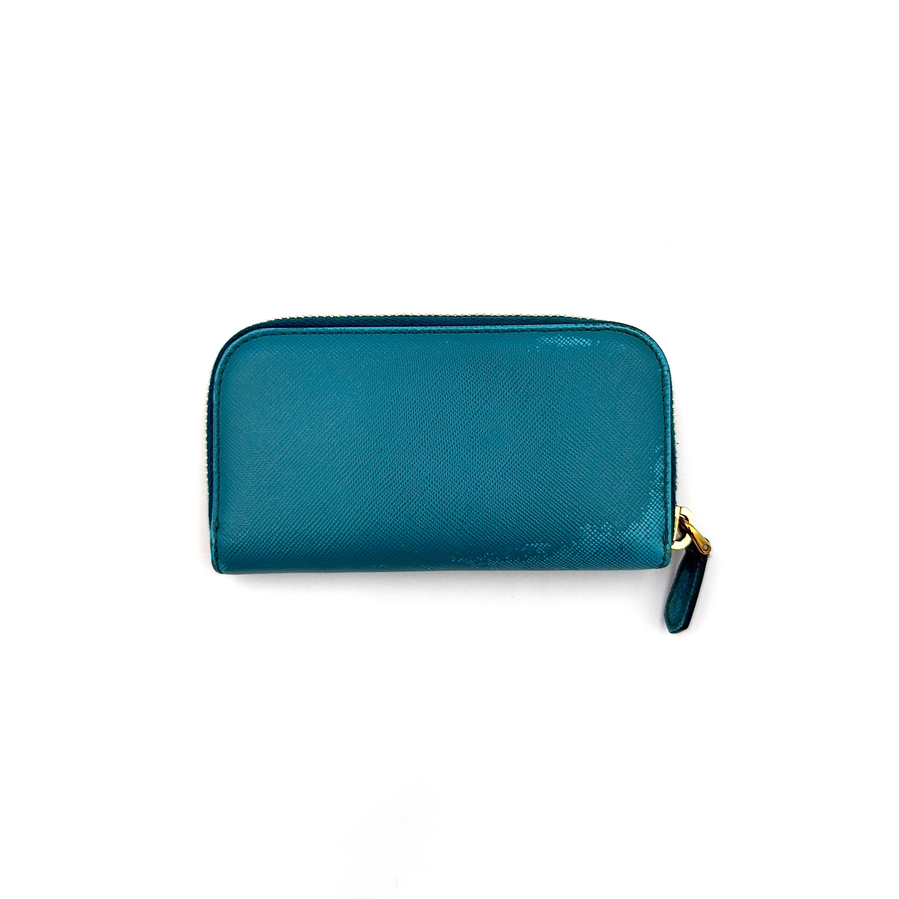 Prada Saffiano Zippy Key Holder Blue