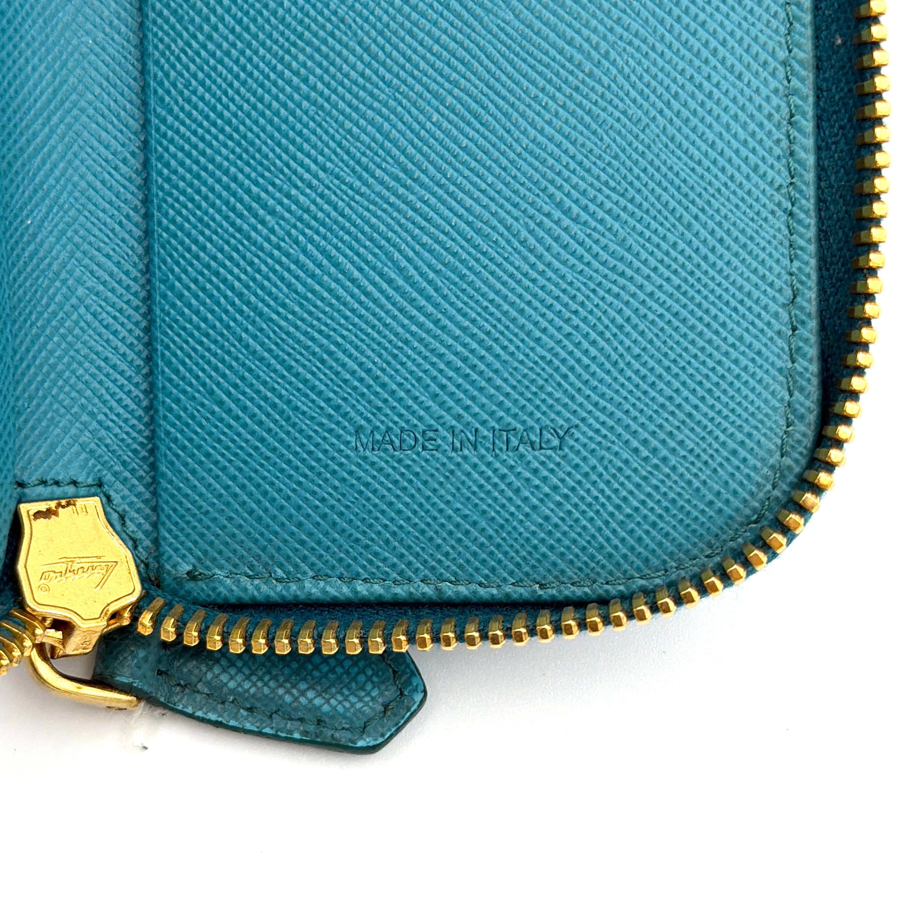 Prada Saffiano Zippy Key Holder Blue