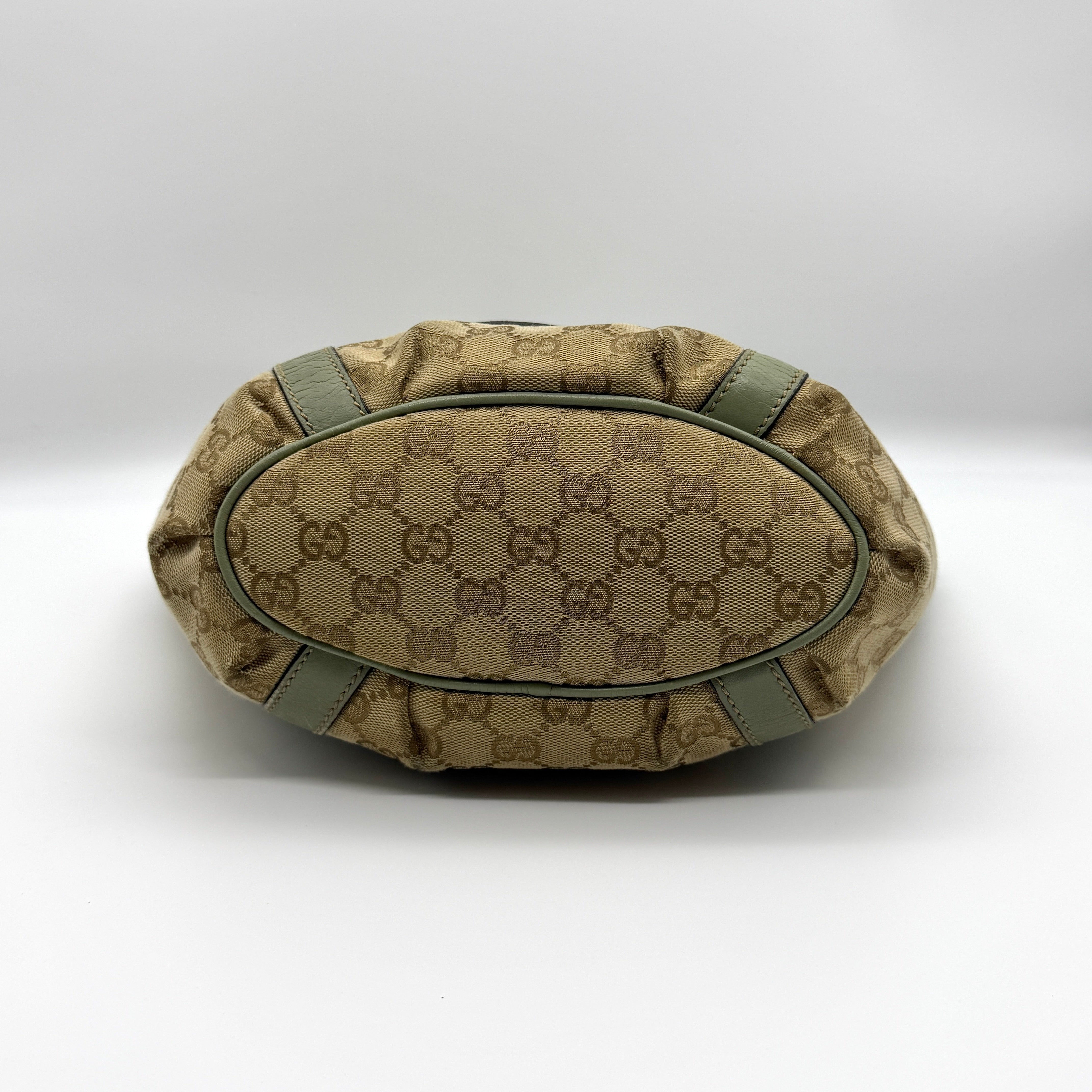 Gucci GG Monogram Abbey D-Ring Shoulder Bag Beige/Green