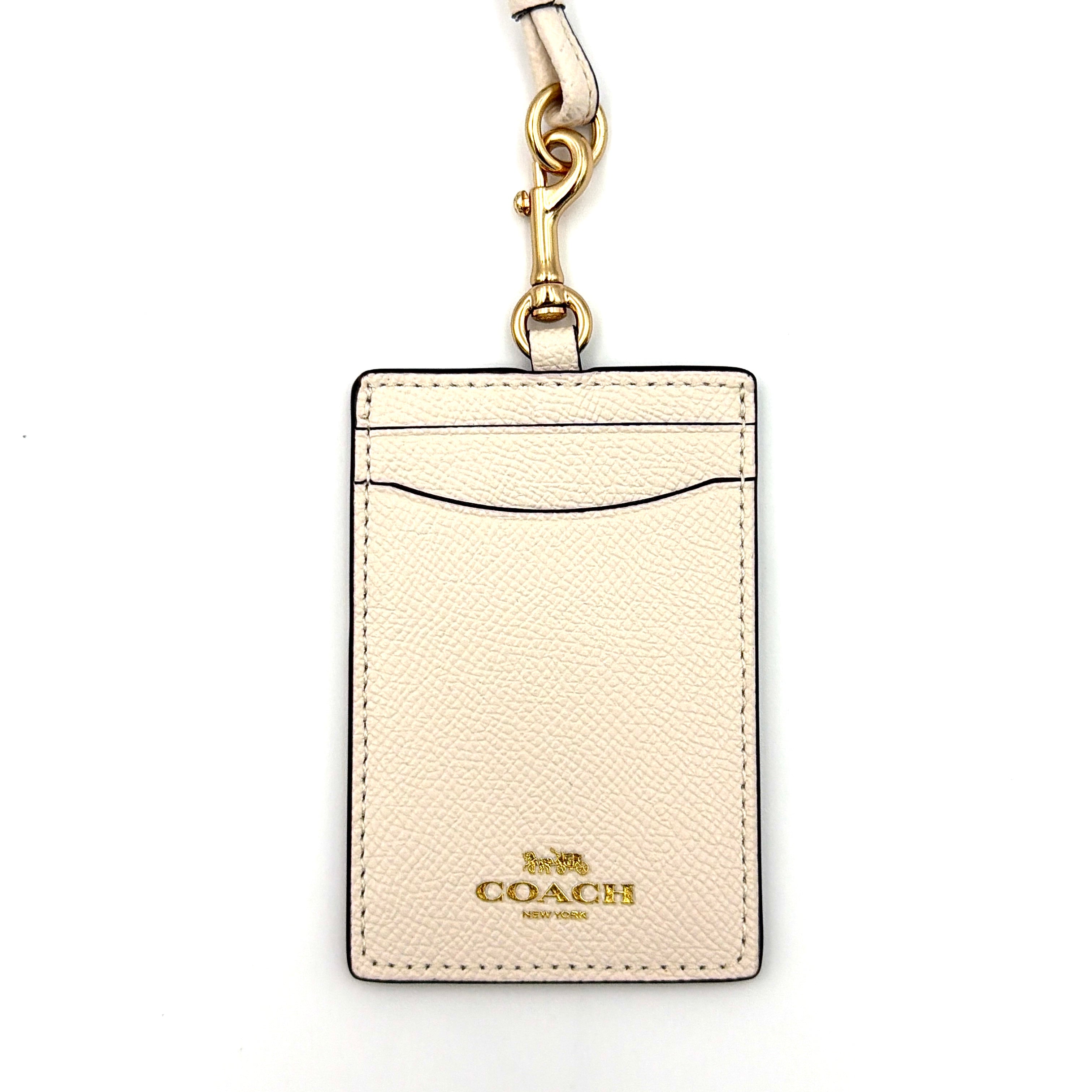 Coach Signature ID Cardholder Lanyard White