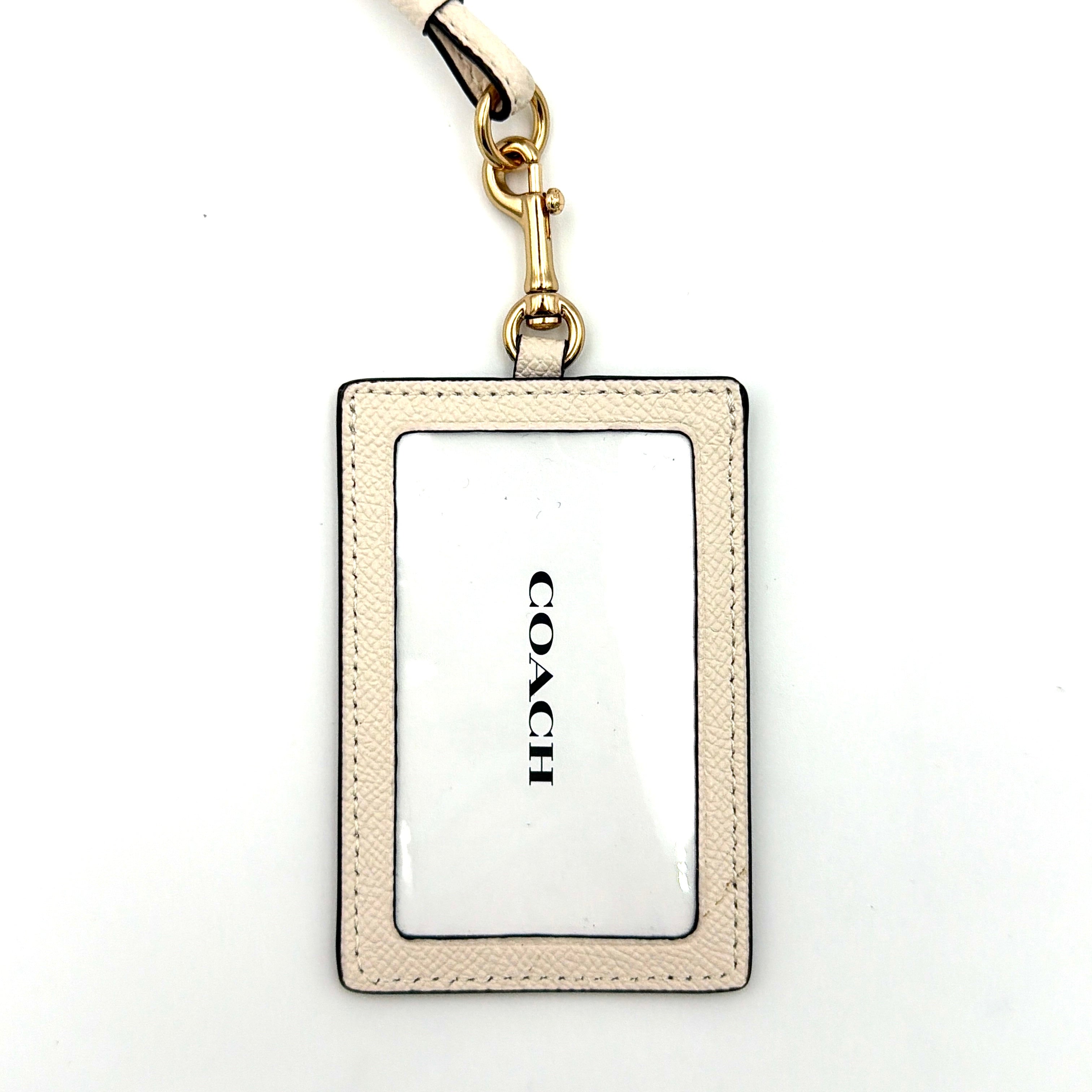 Coach Signature ID Cardholder Lanyard White
