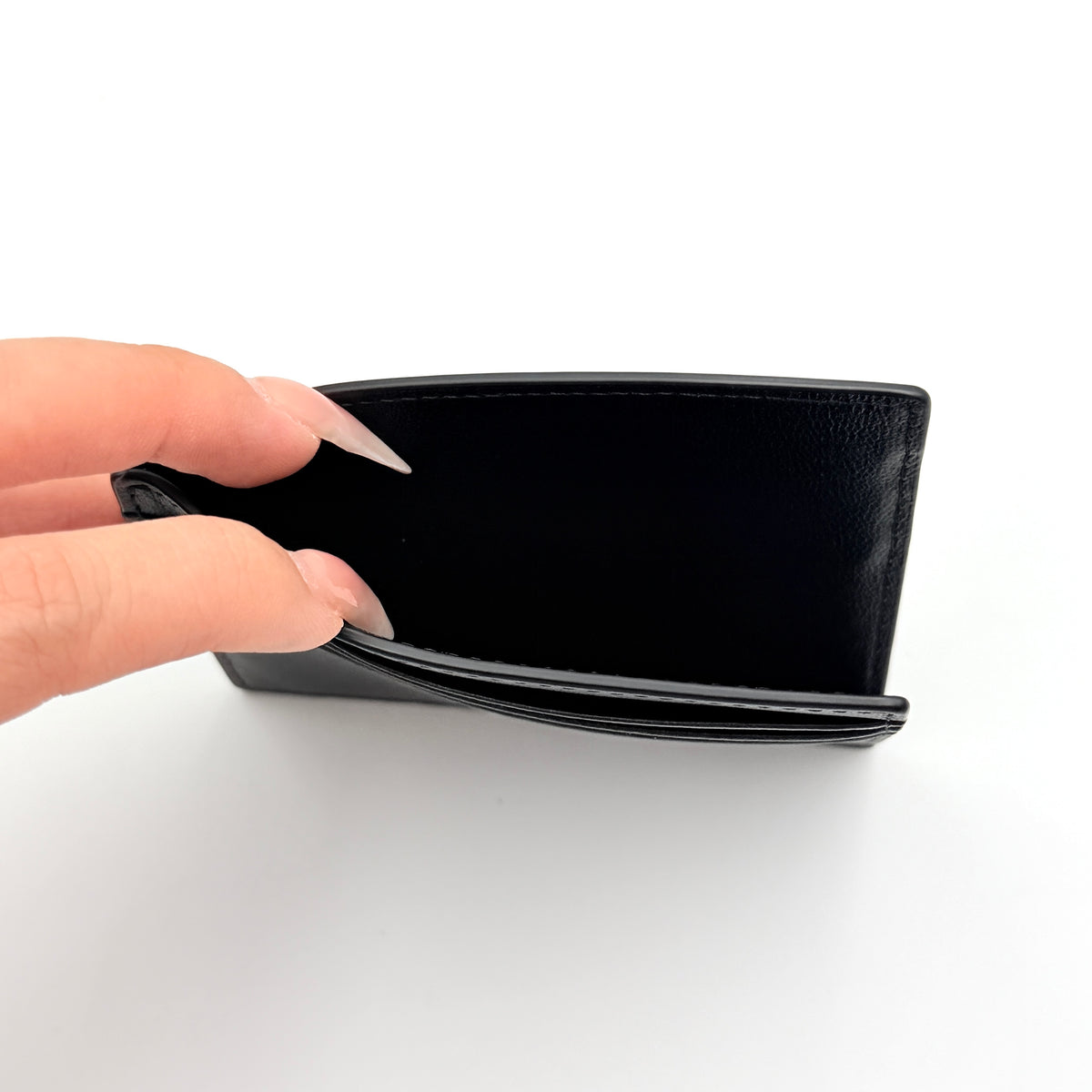 Braun Büffel Leather Card Holder Black