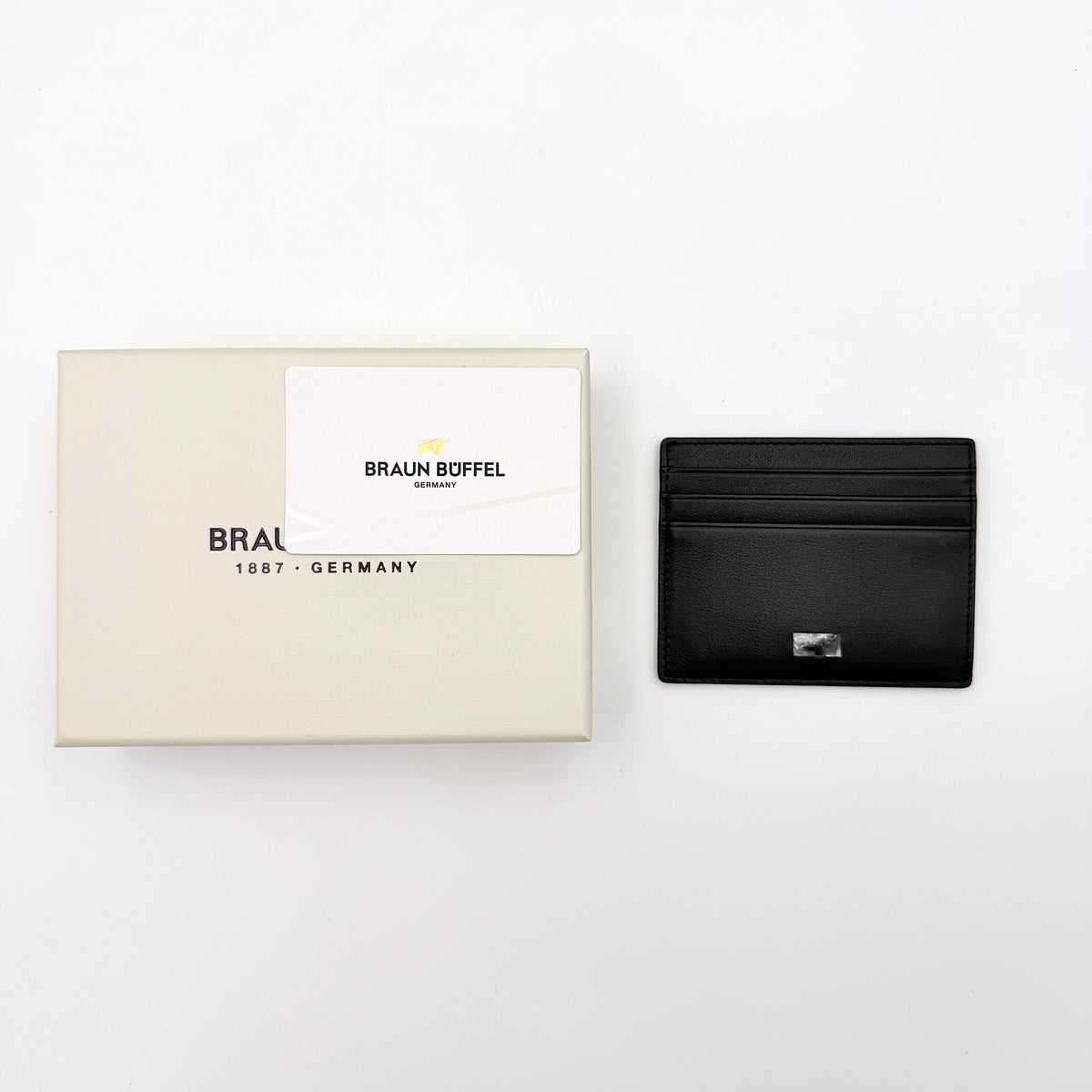 Braun Büffel Leather Card Holder Black