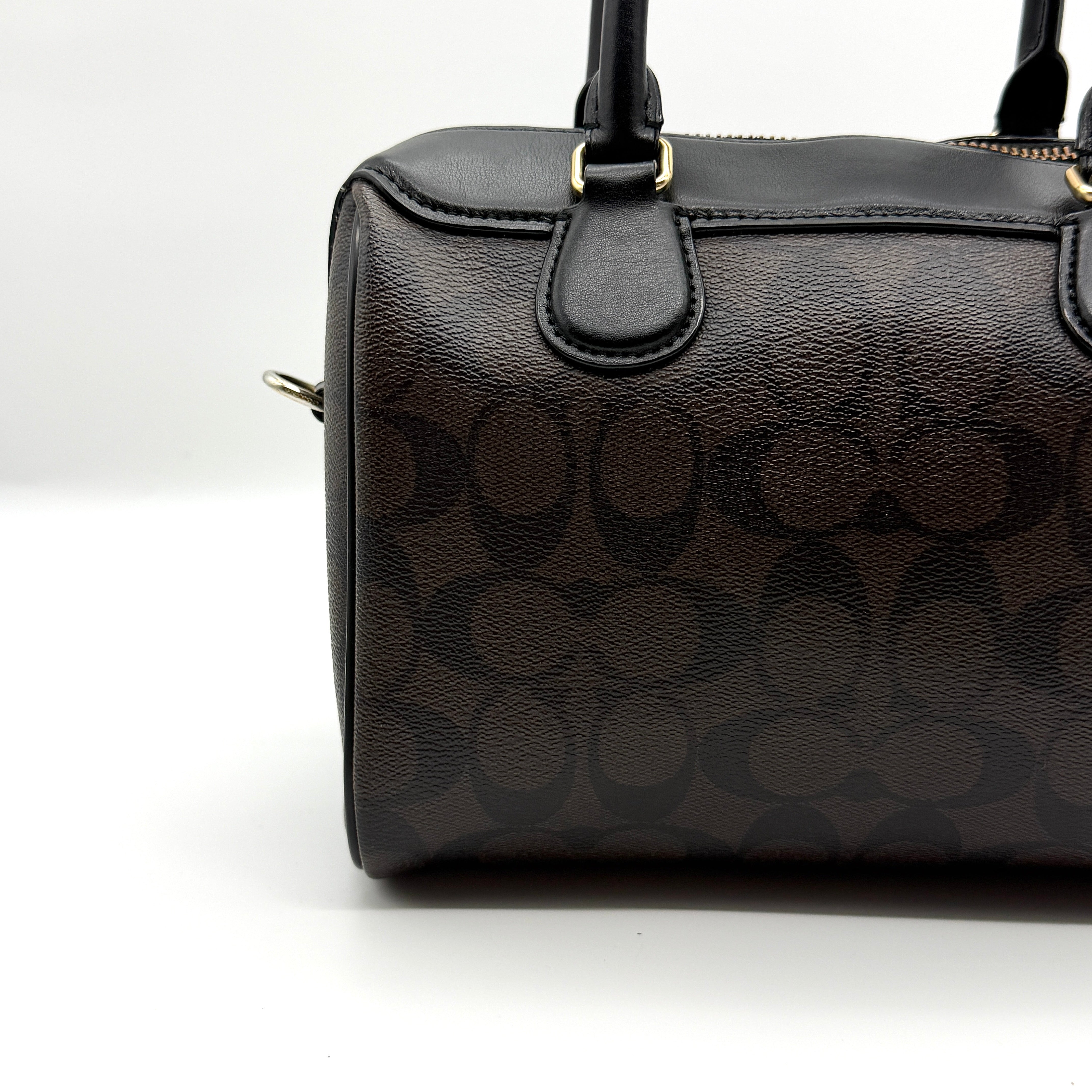 Coach 2Way Signature PVC Mini Bennet Boston Bag Brown/Black