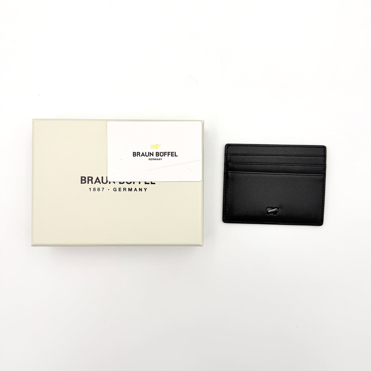 Braun Büffel Leather Card Holder Black