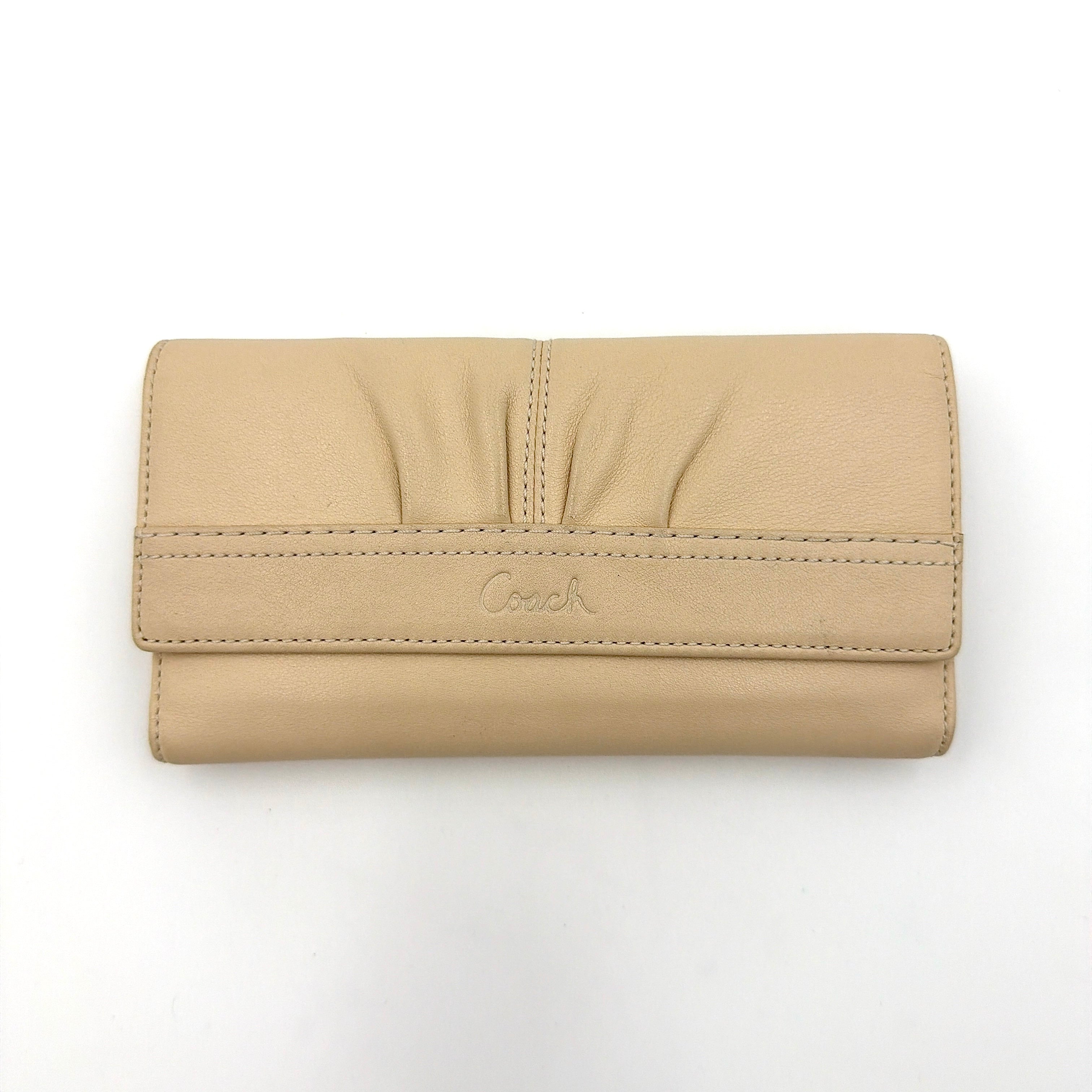 Coach Soho Pleated Trifold Long Wallet Cream