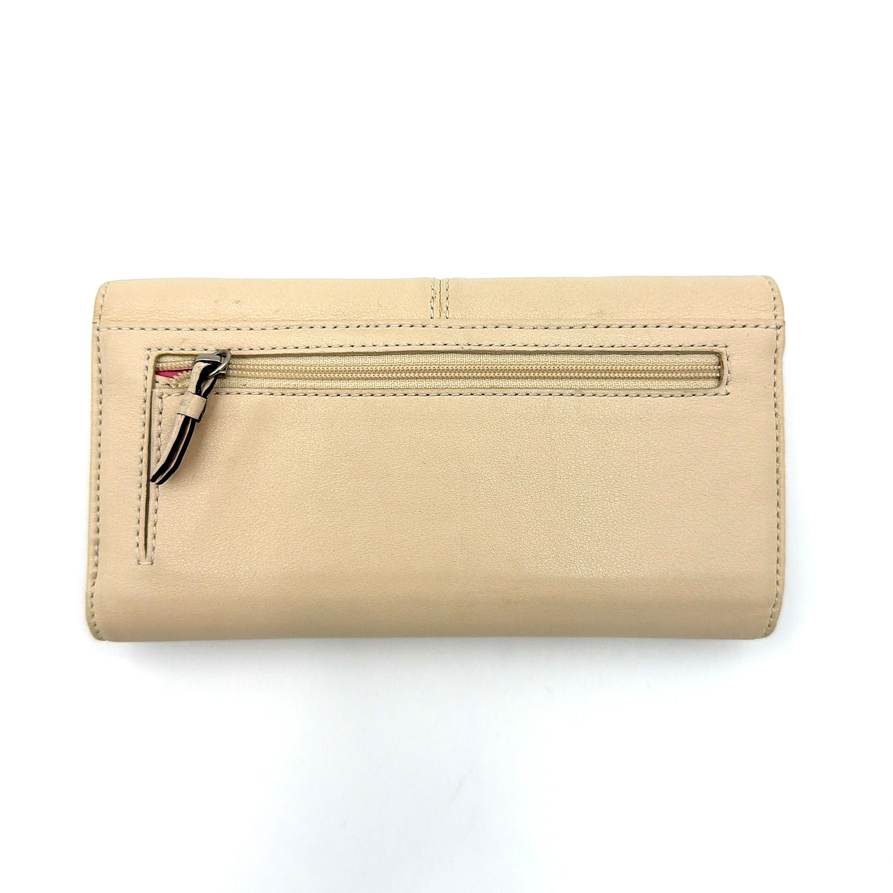 Coach Soho Pleated Trifold Long Wallet Cream