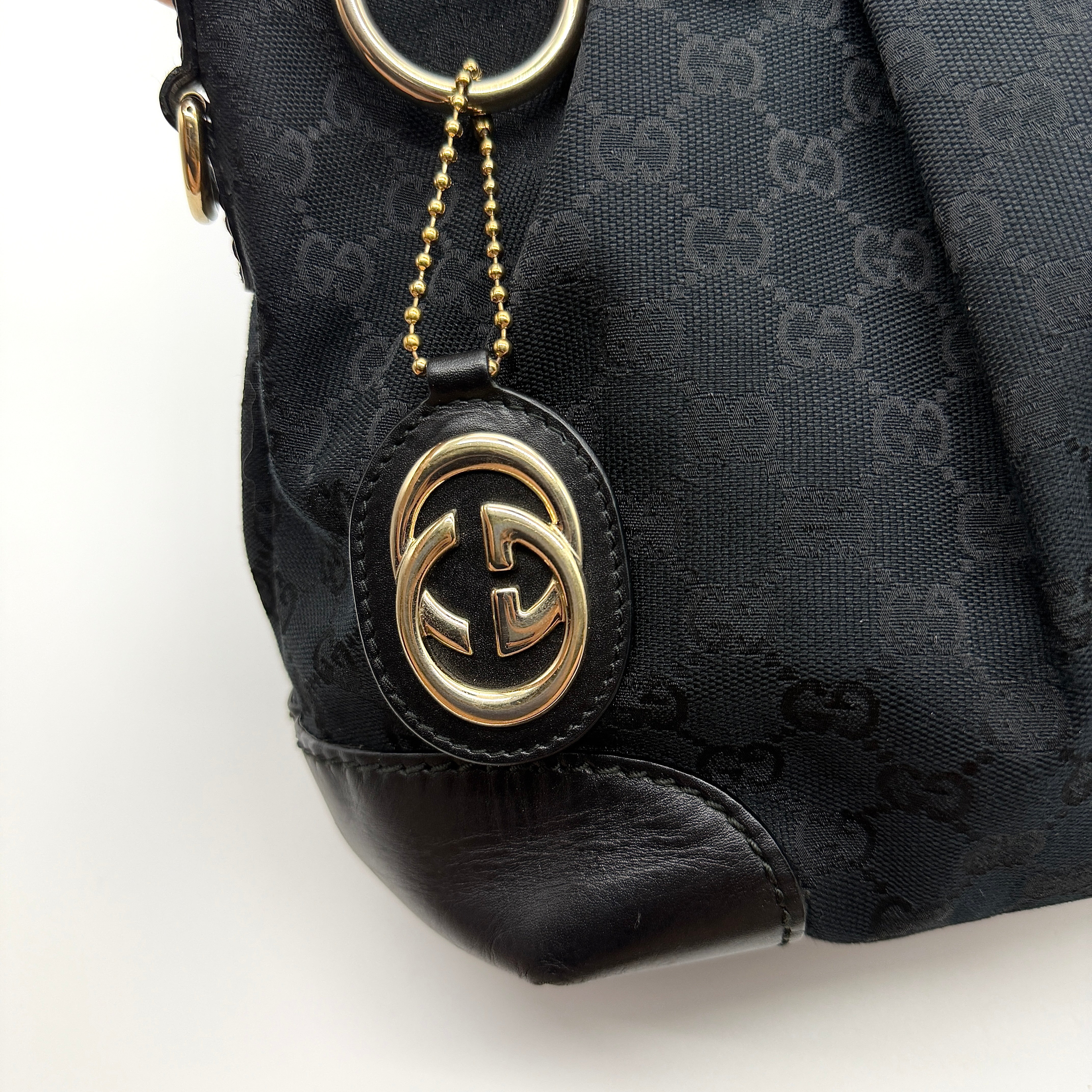 Gucci GG Monogram Shoulder Bag Black