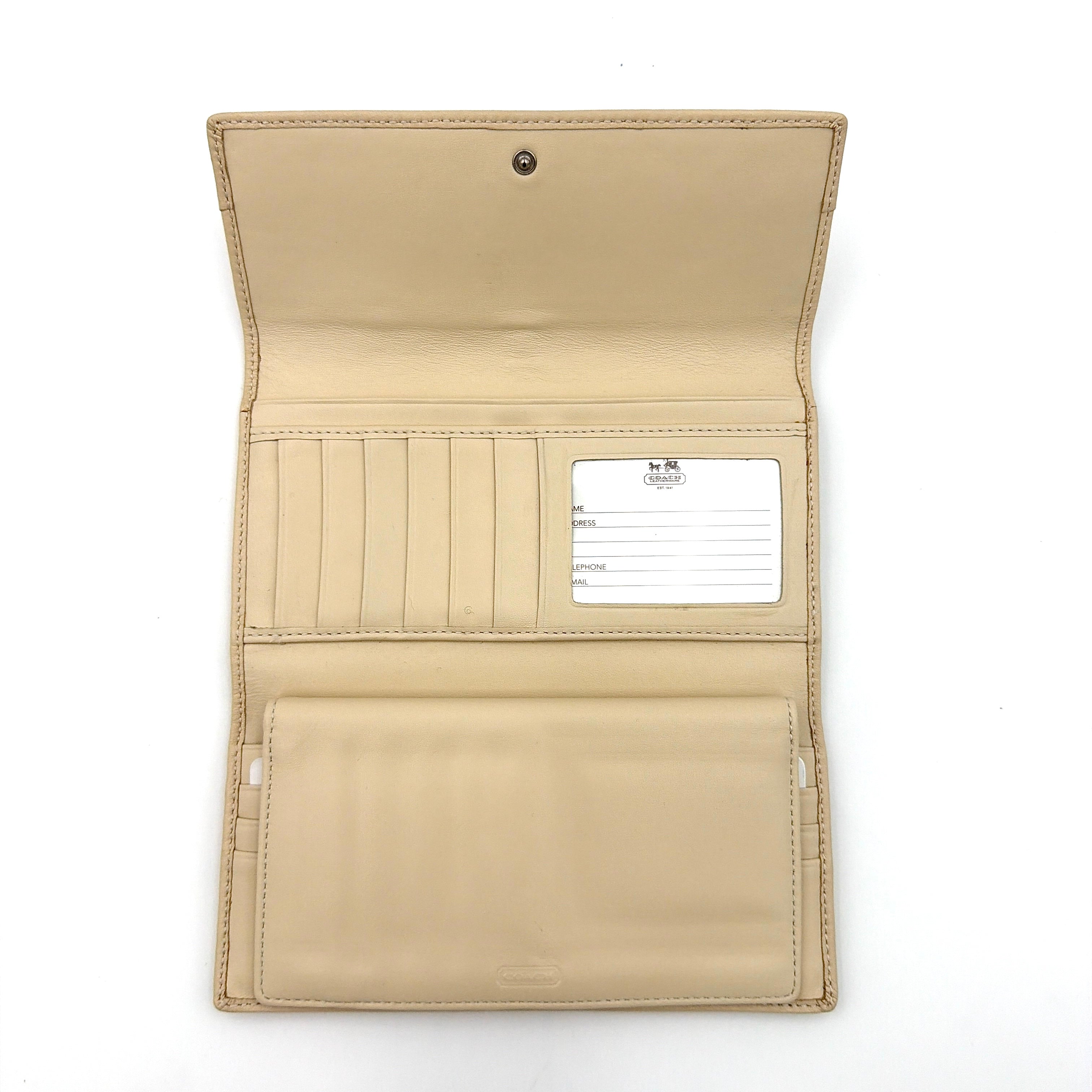 Coach Soho Pleated Trifold Long Wallet Cream