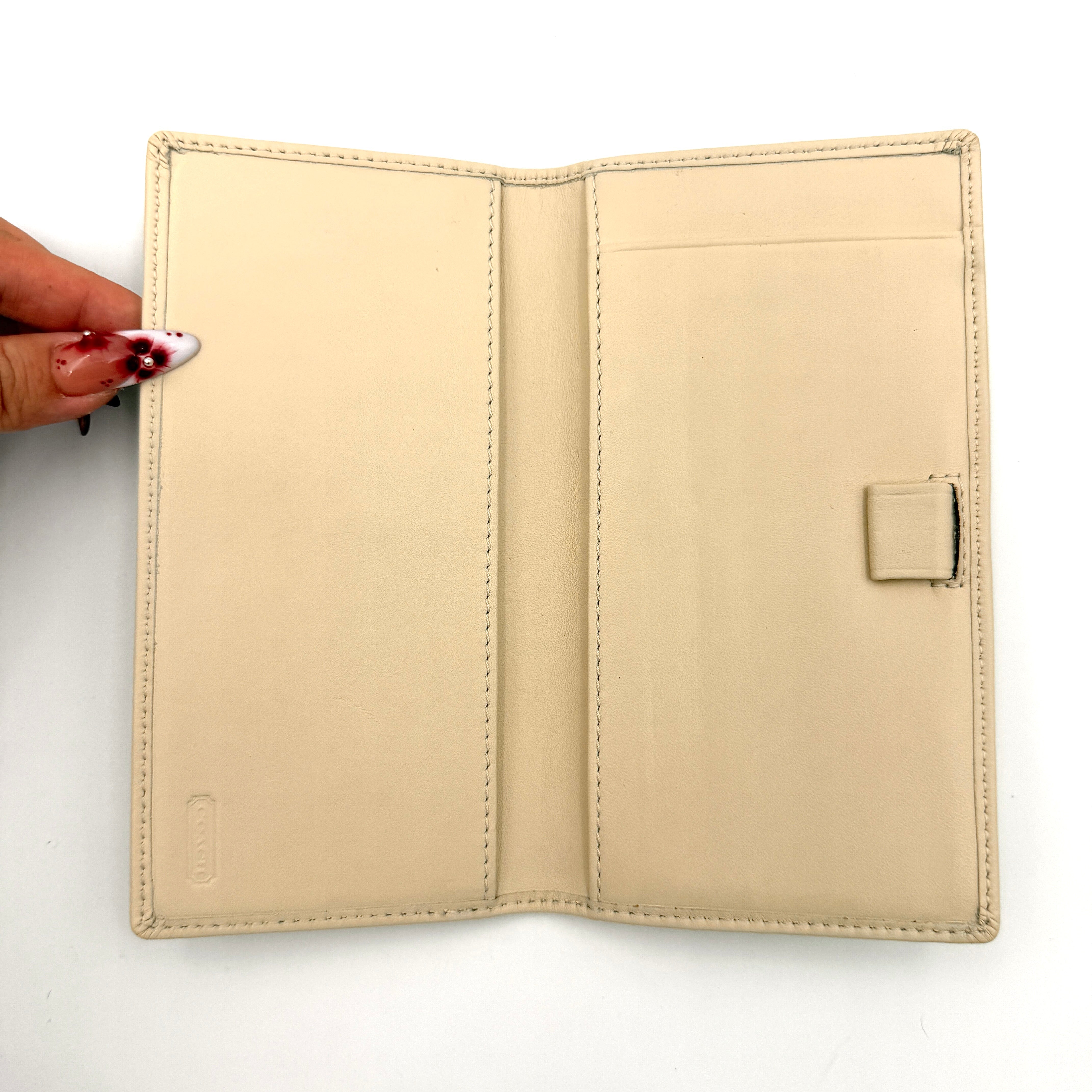Coach Soho Pleated Trifold Long Wallet Cream
