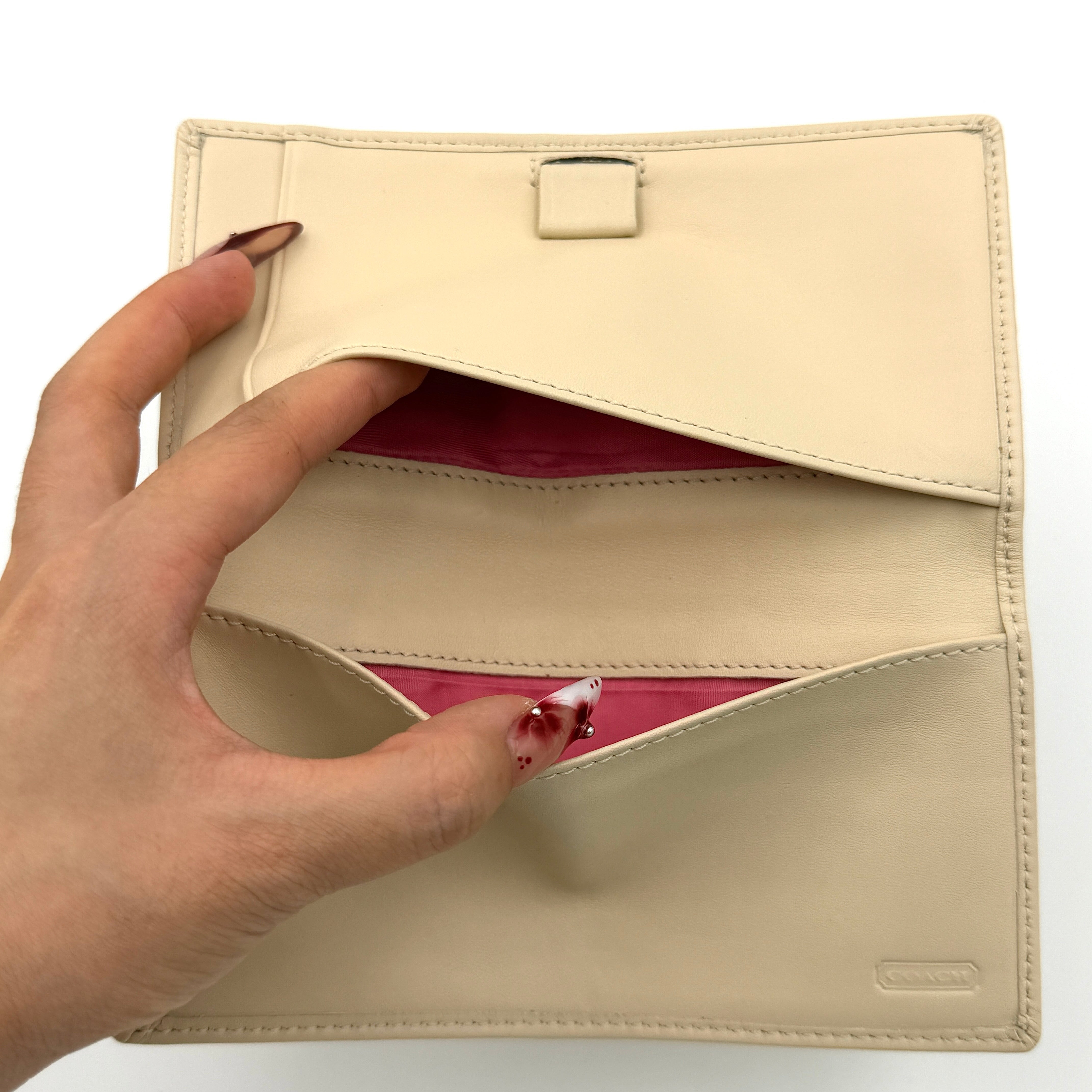 Coach Soho Pleated Trifold Long Wallet Cream