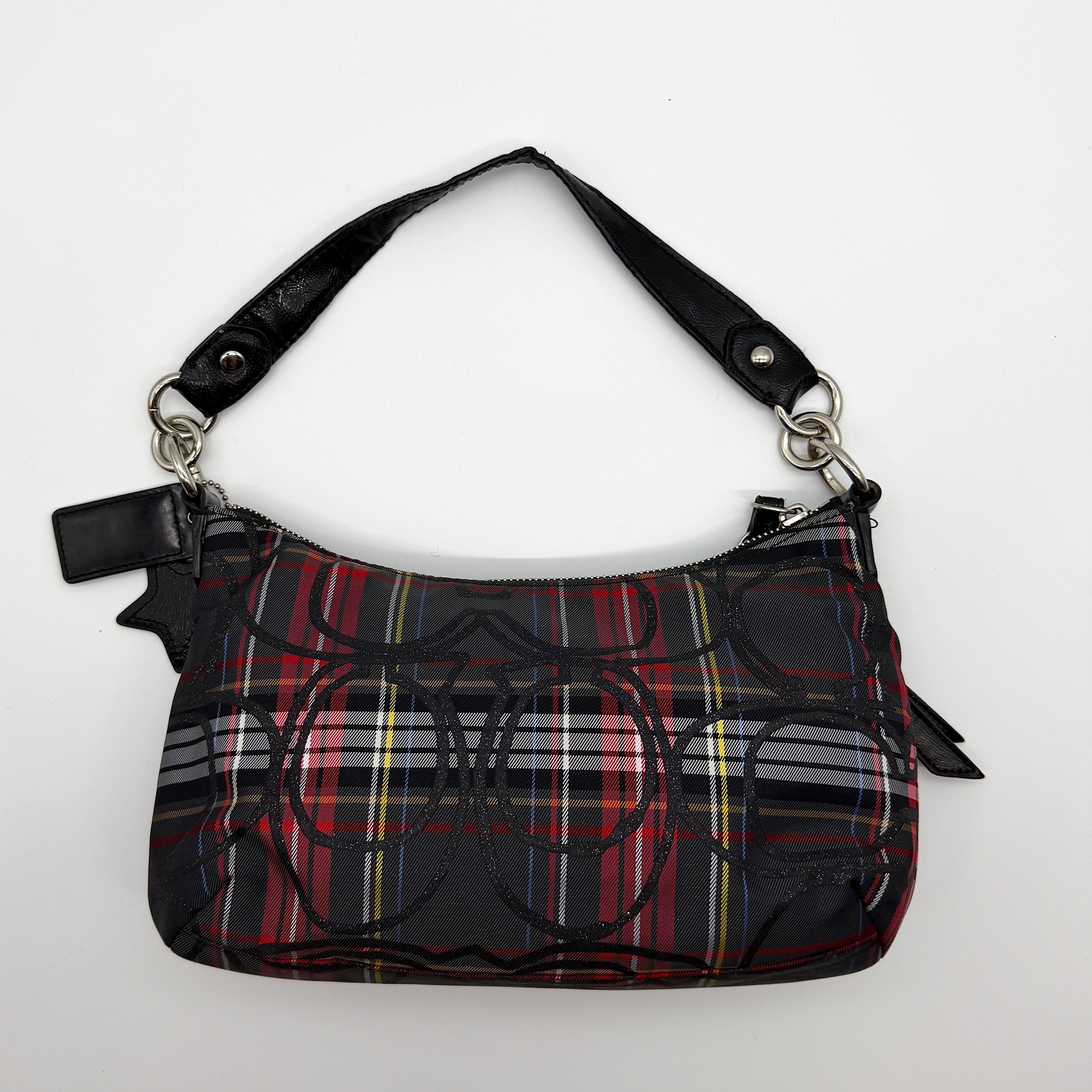 Coach 2Way Signature Poppy Tartan Shoulder Bag Multi