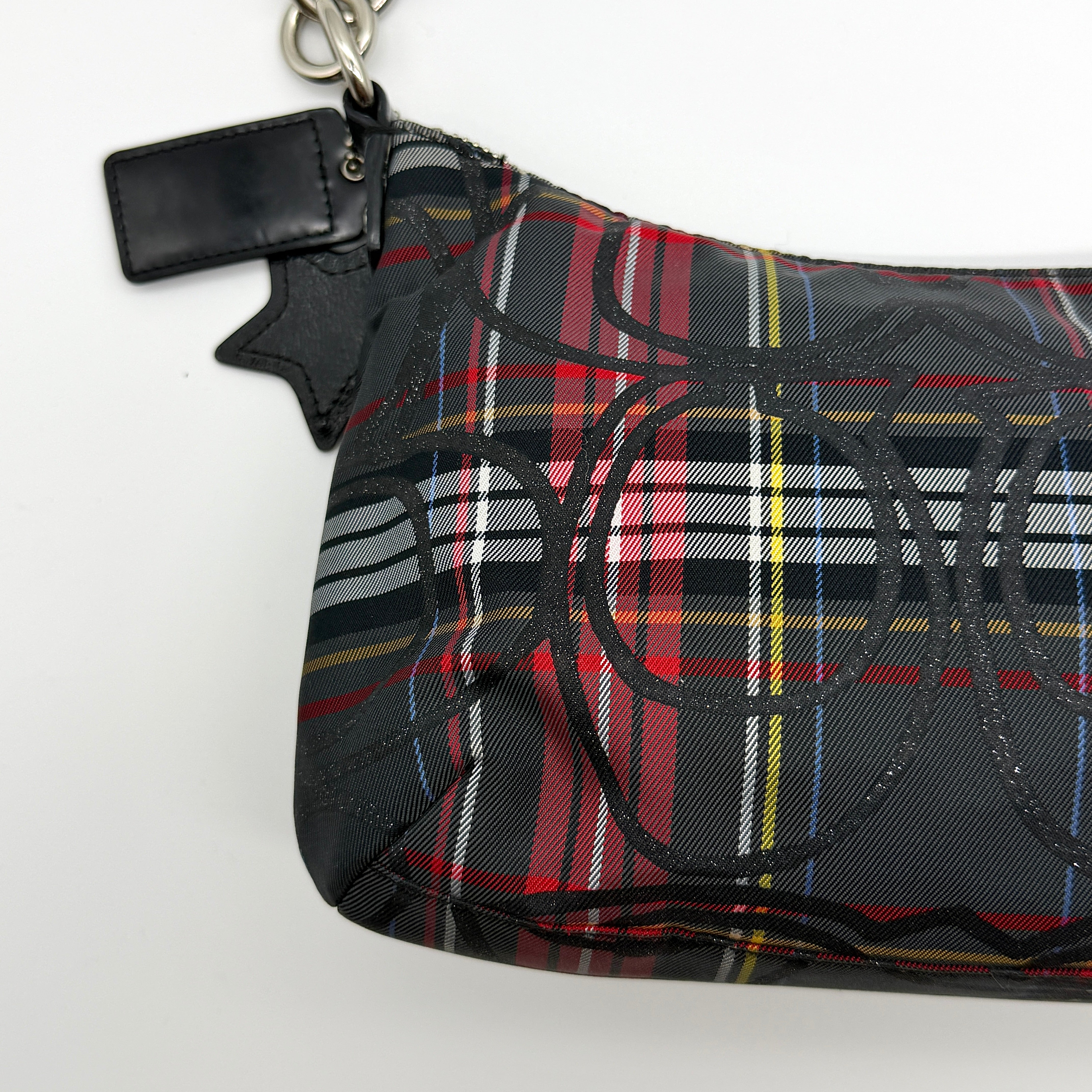 Coach 2Way Signature Poppy Tartan Shoulder Bag Multi