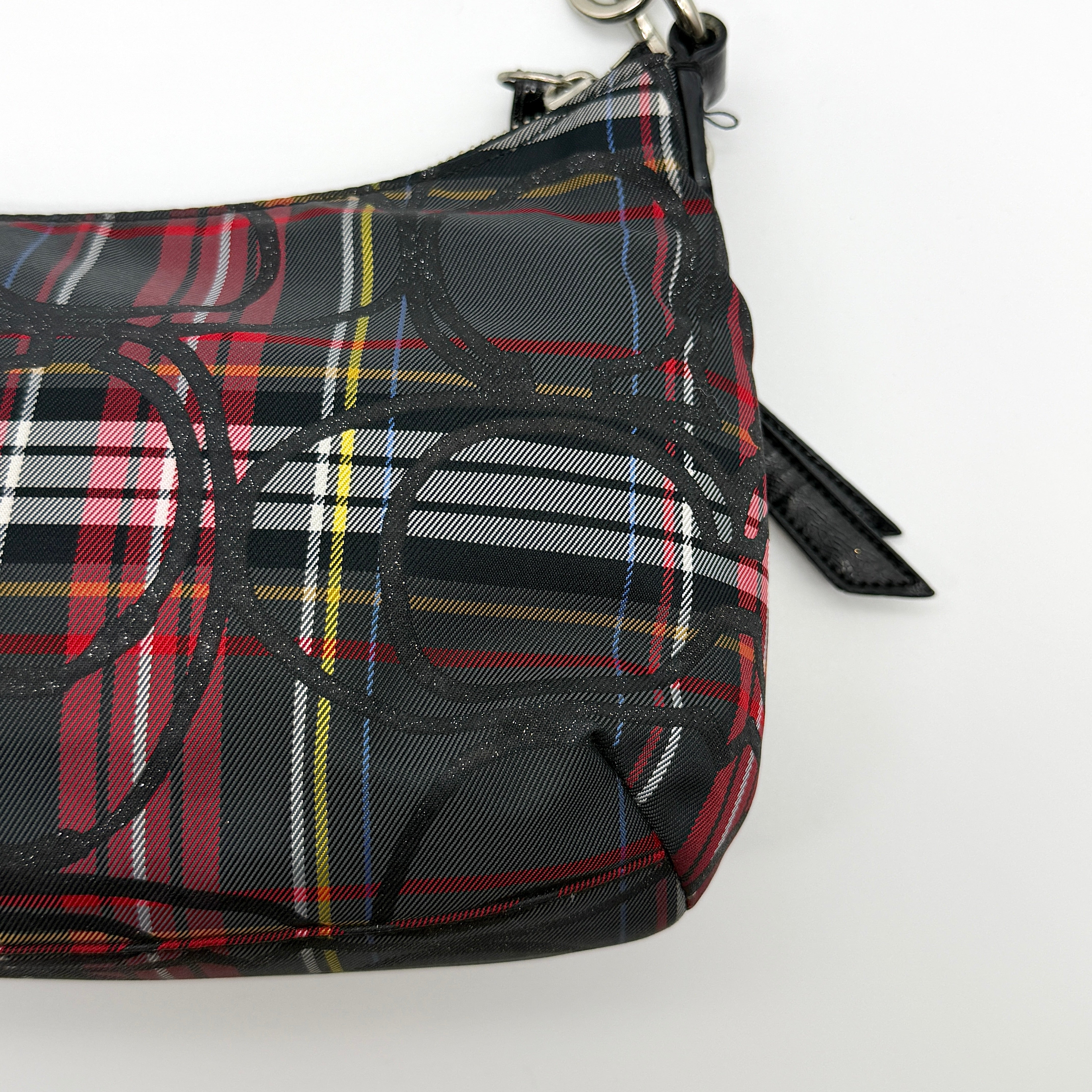 Coach 2Way Signature Poppy Tartan Shoulder Bag Multi