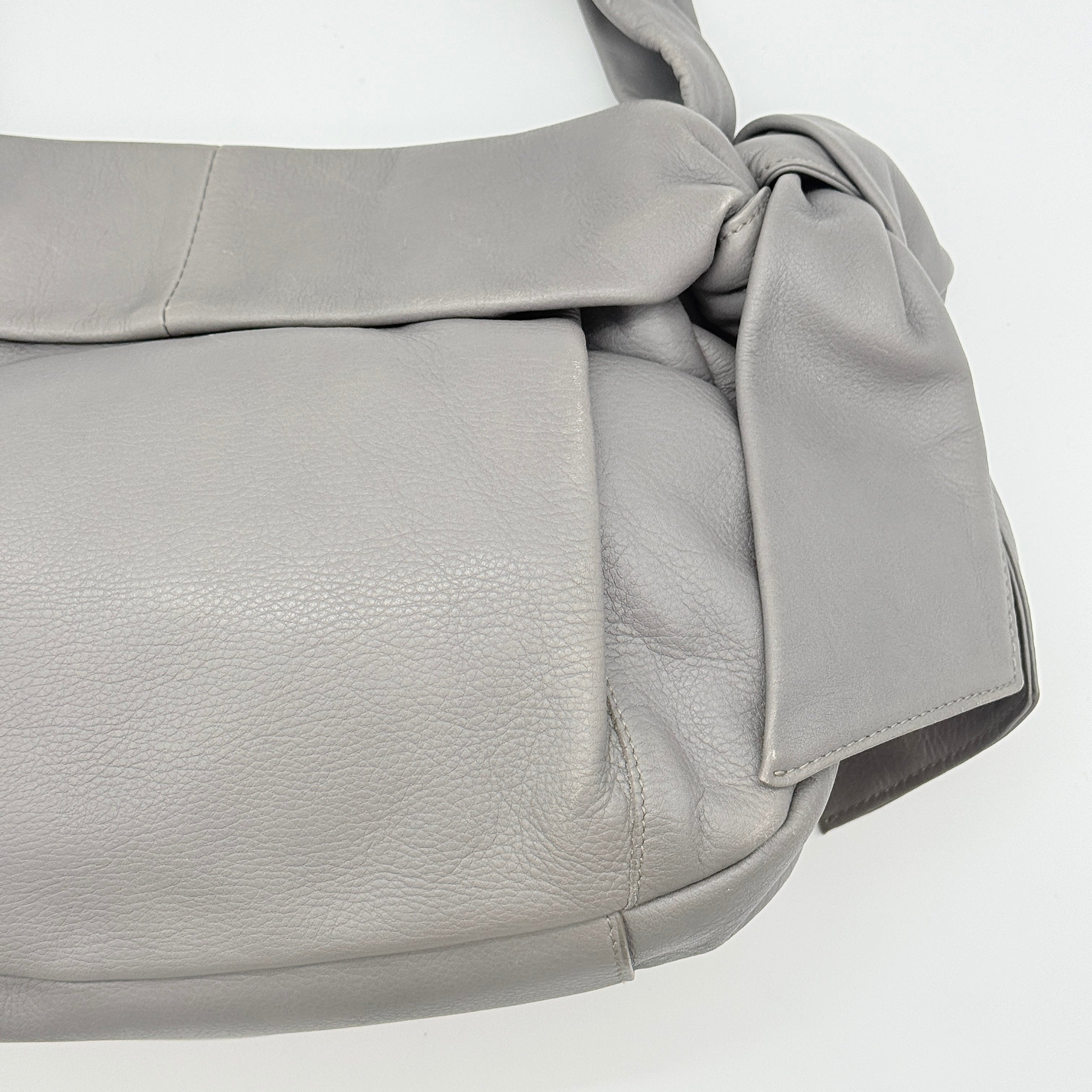 Furla Knotted Leather Shoulder Bag Grey