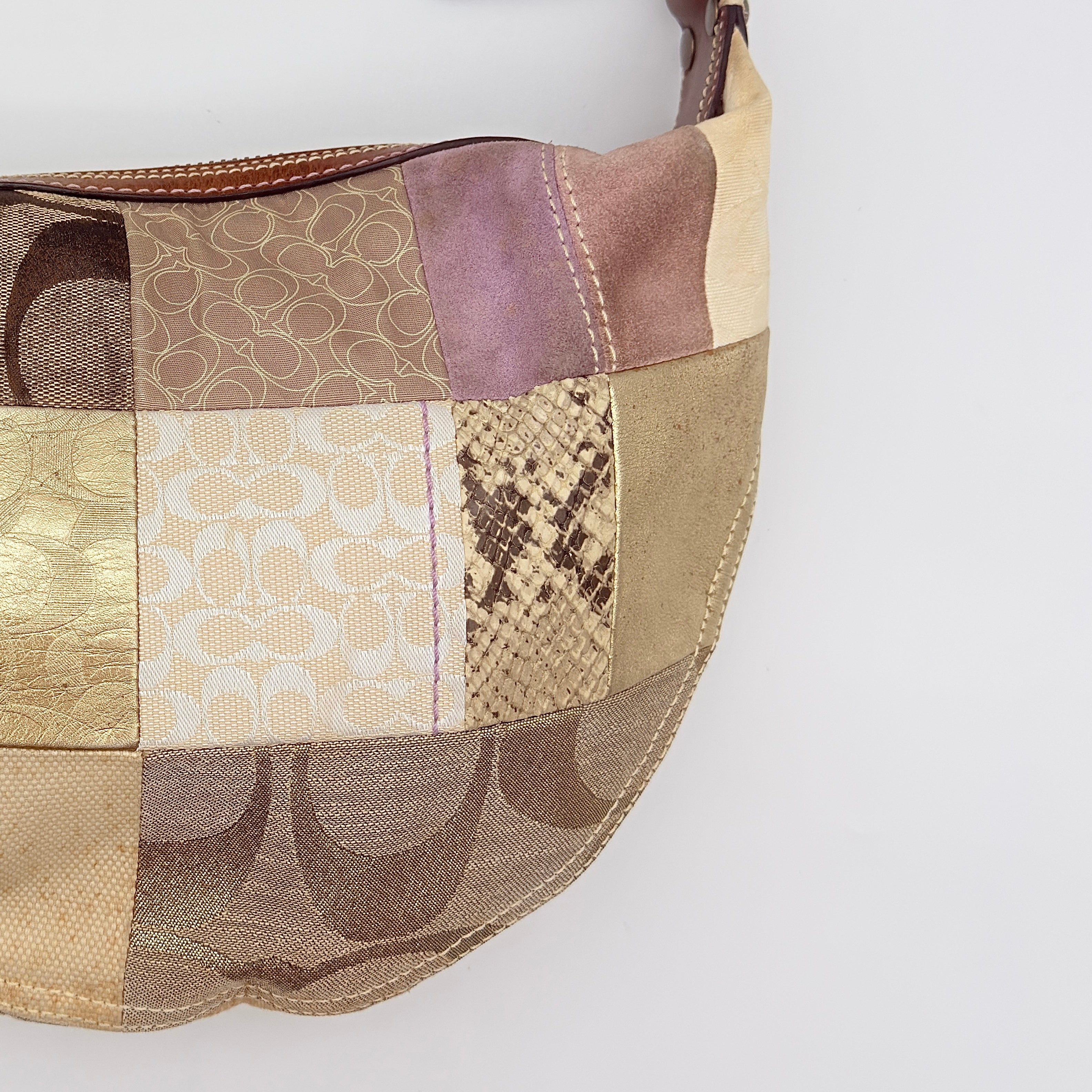 Coach Y2K Patchwork Hobo Boho Shoulder Bag Multicolor