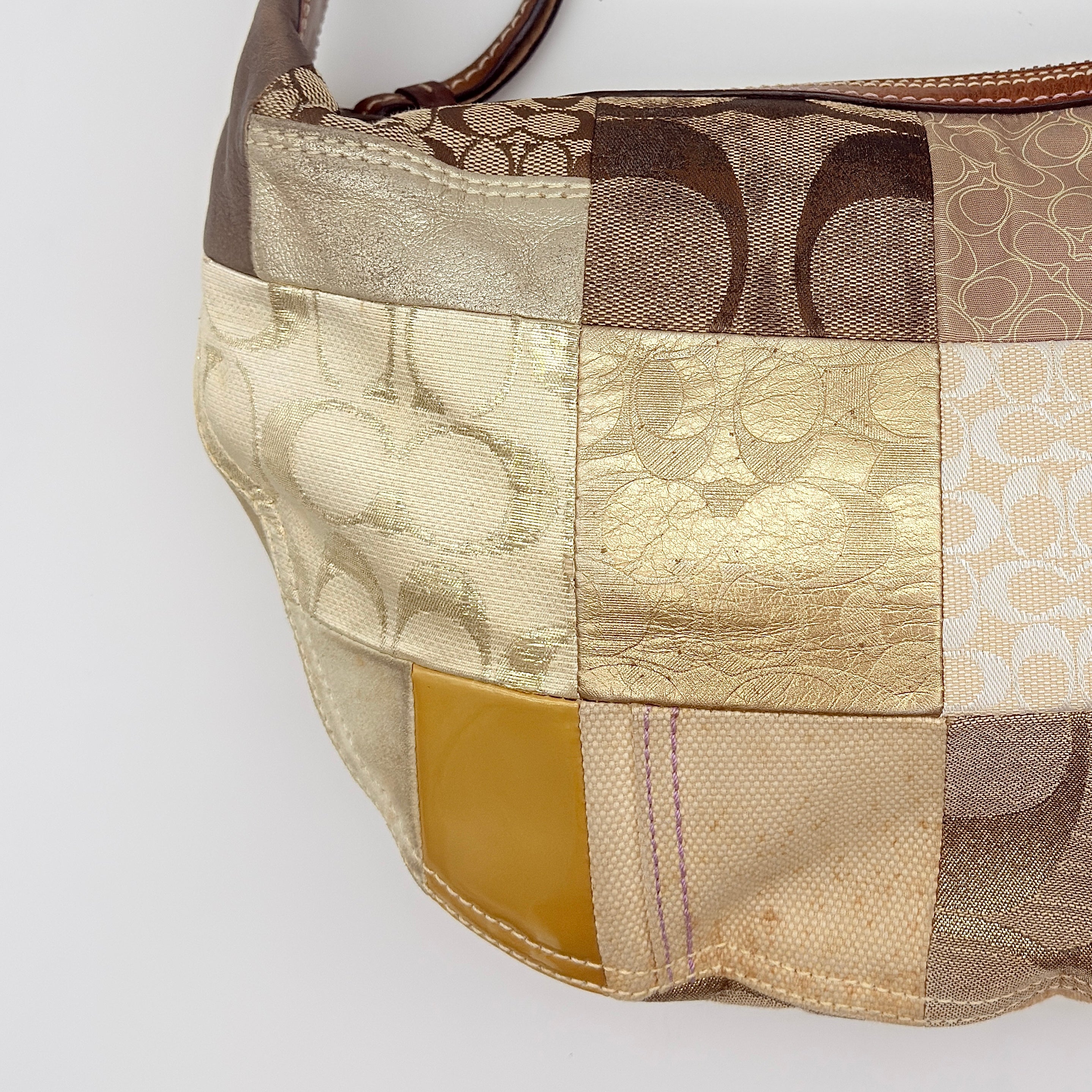 Coach Y2K Patchwork Hobo Boho Shoulder Bag Multicolor