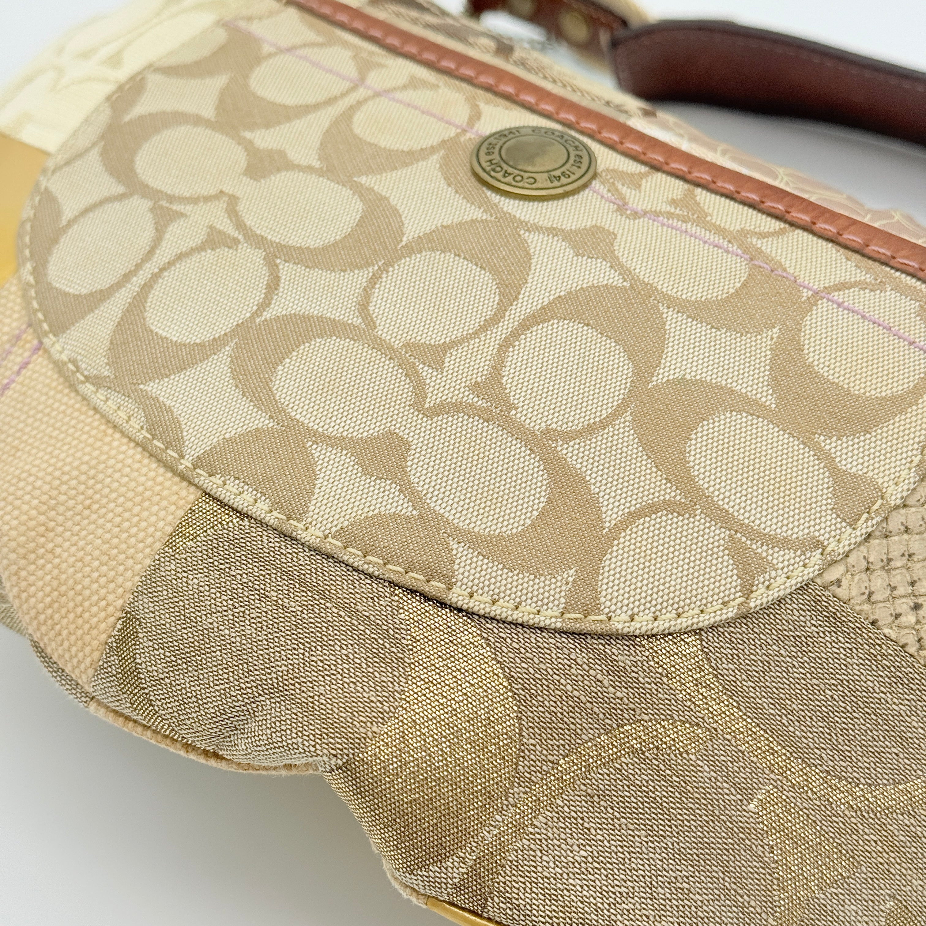 Coach Y2K Patchwork Hobo Boho Shoulder Bag Multicolor