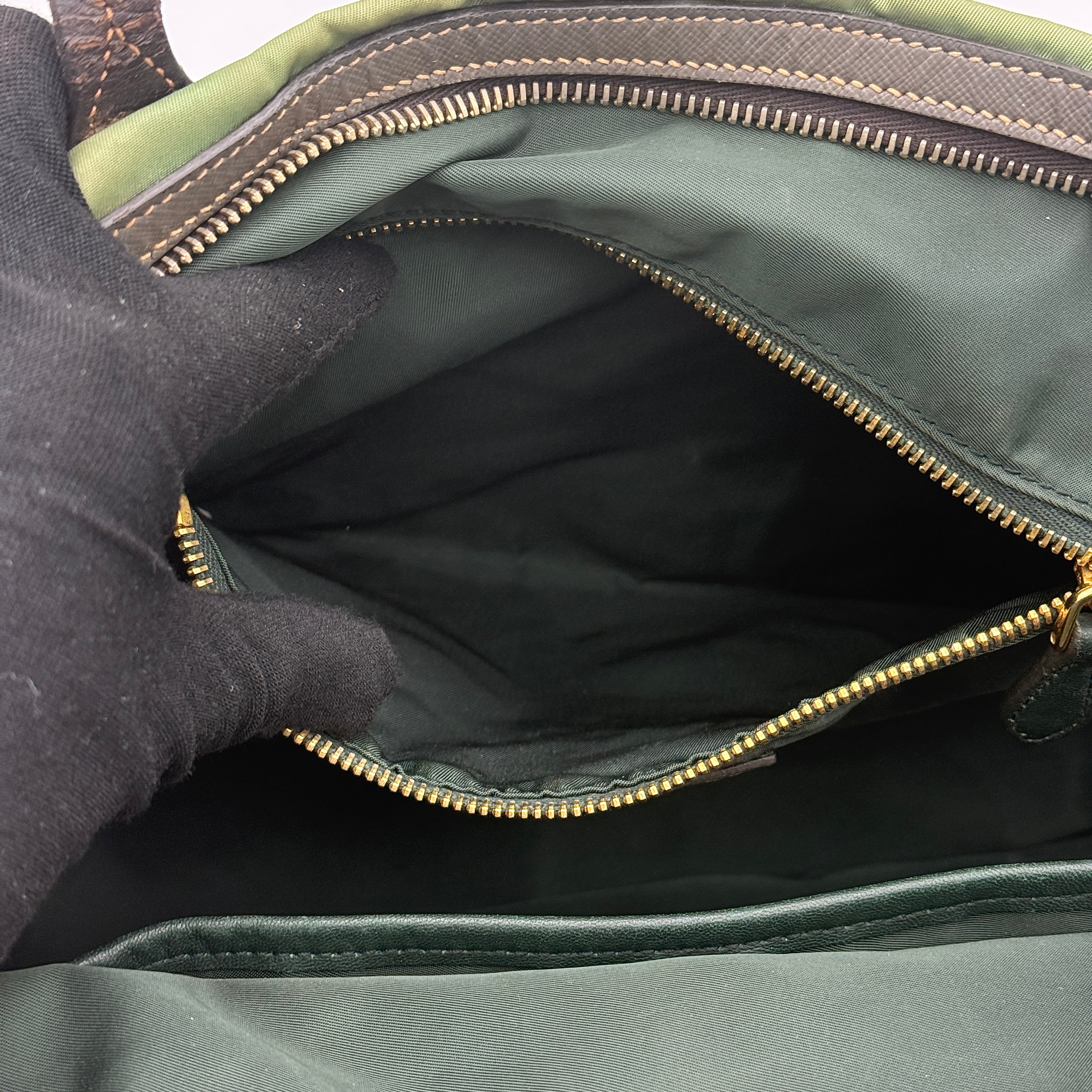 Prada 2Way Nylon Tote Bag Green