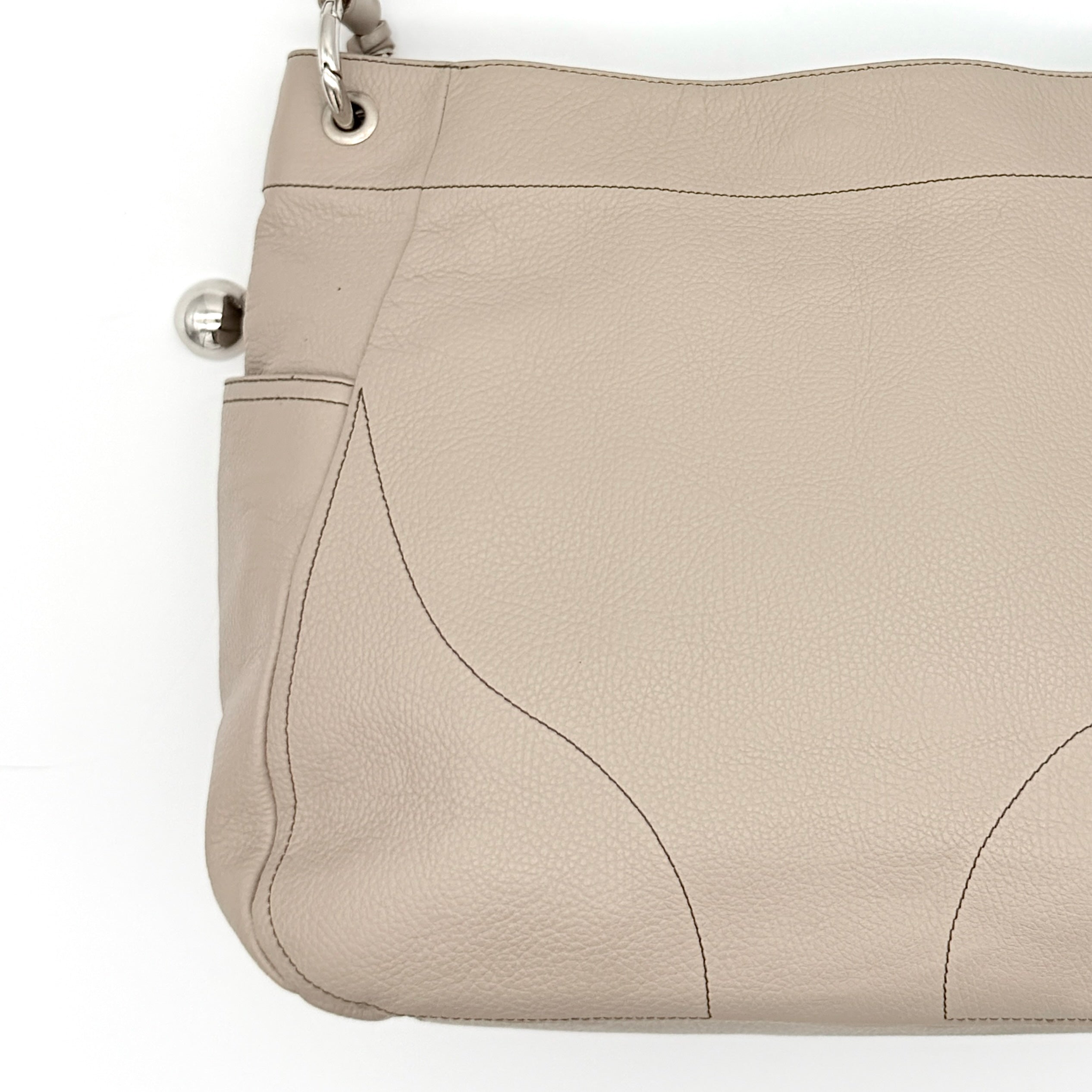 Furla Leather Hobo Shoulder Bag Beige