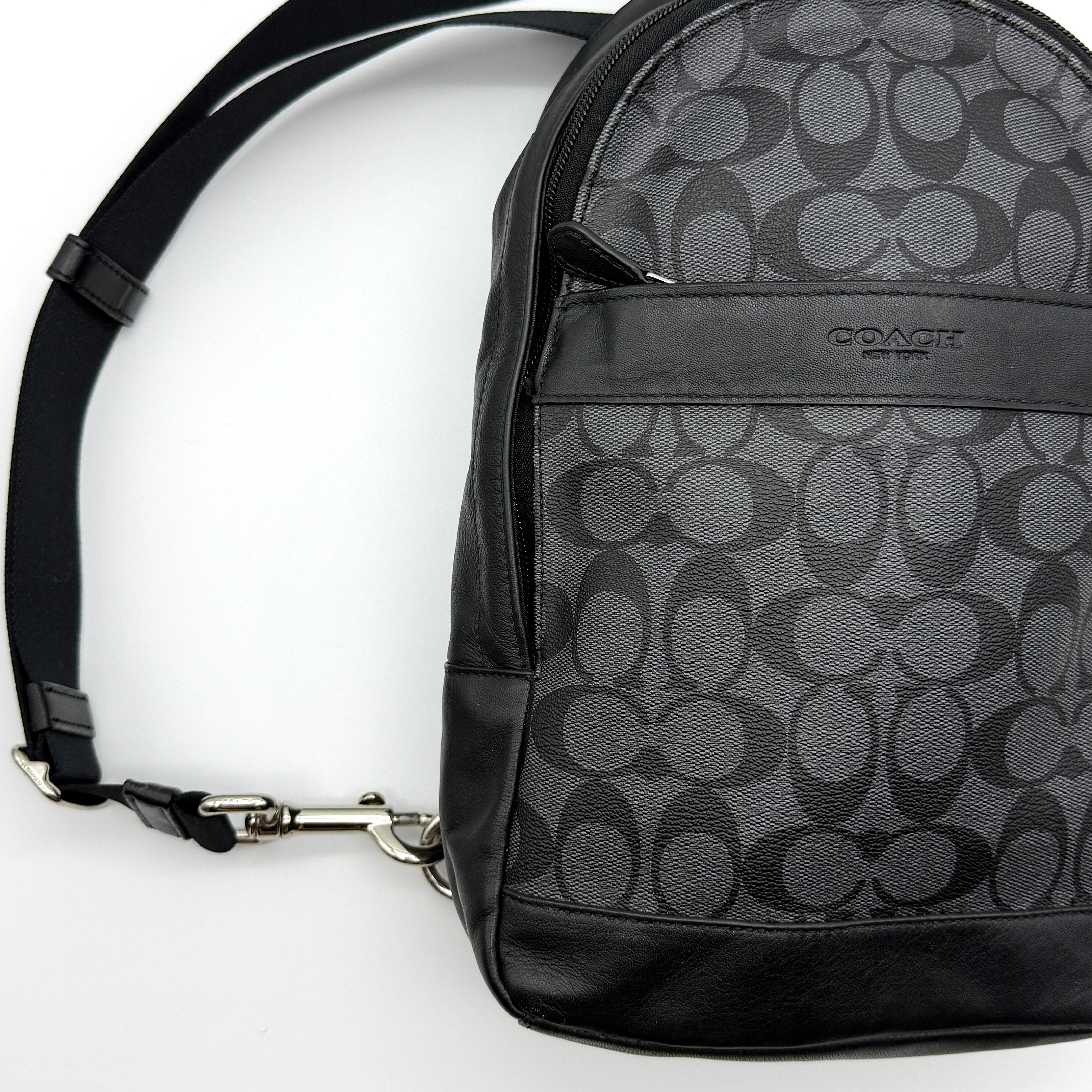 Coach Signature Charlie Crossbody Bag Black/Grey