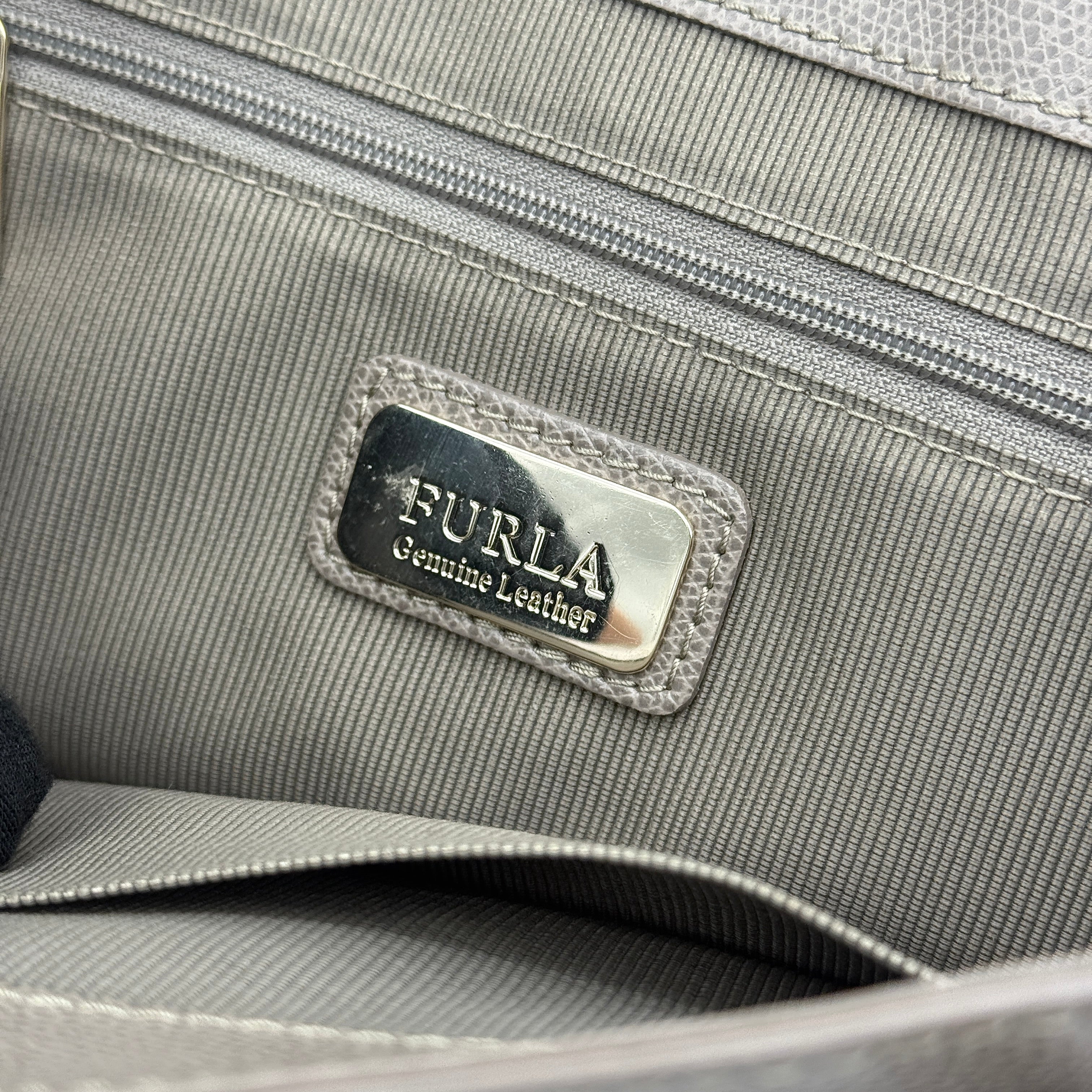 Furla 2Way Metropolis Leather Handbag Grey