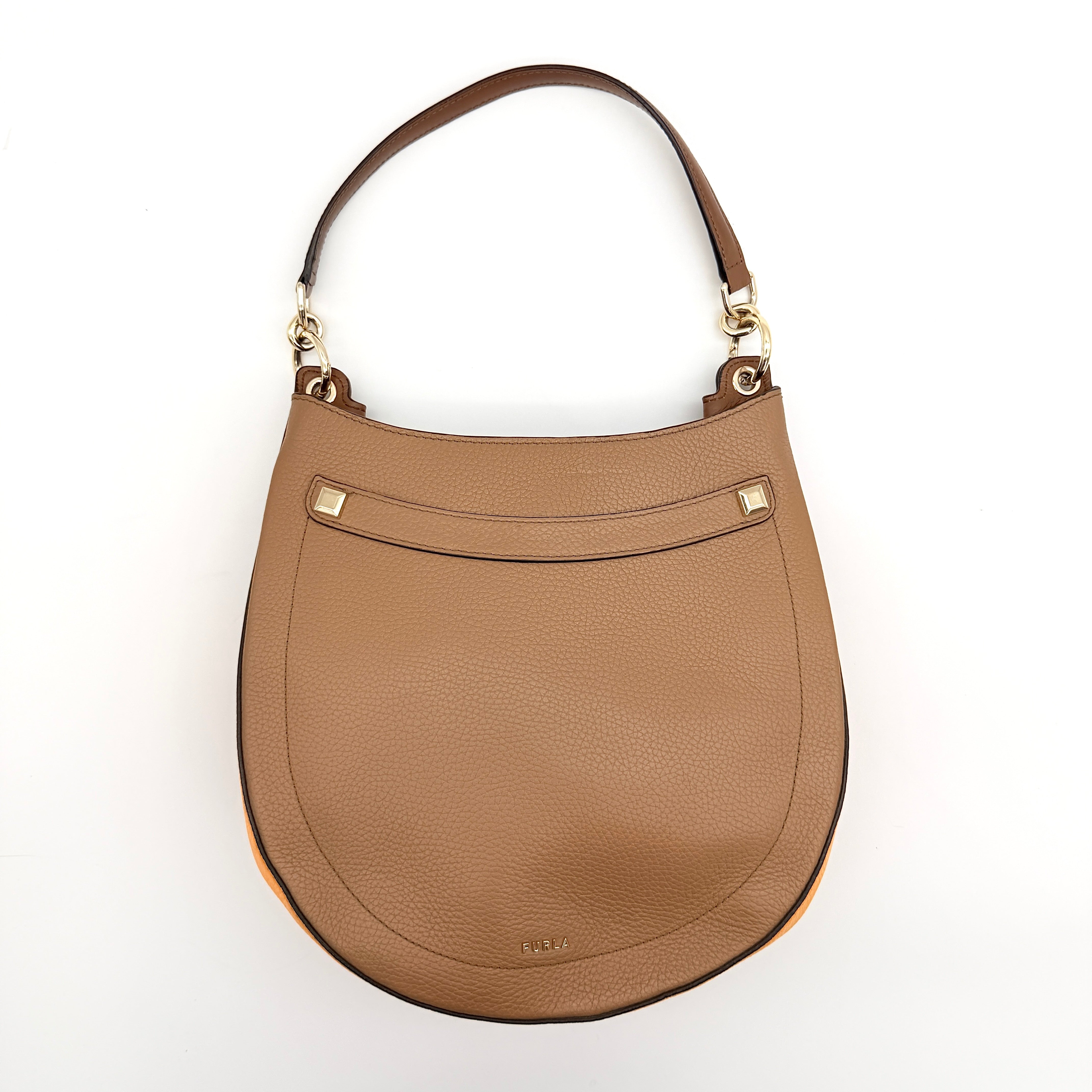 Furla 2Way Afrodite Hobo Shoulder Bag Brown