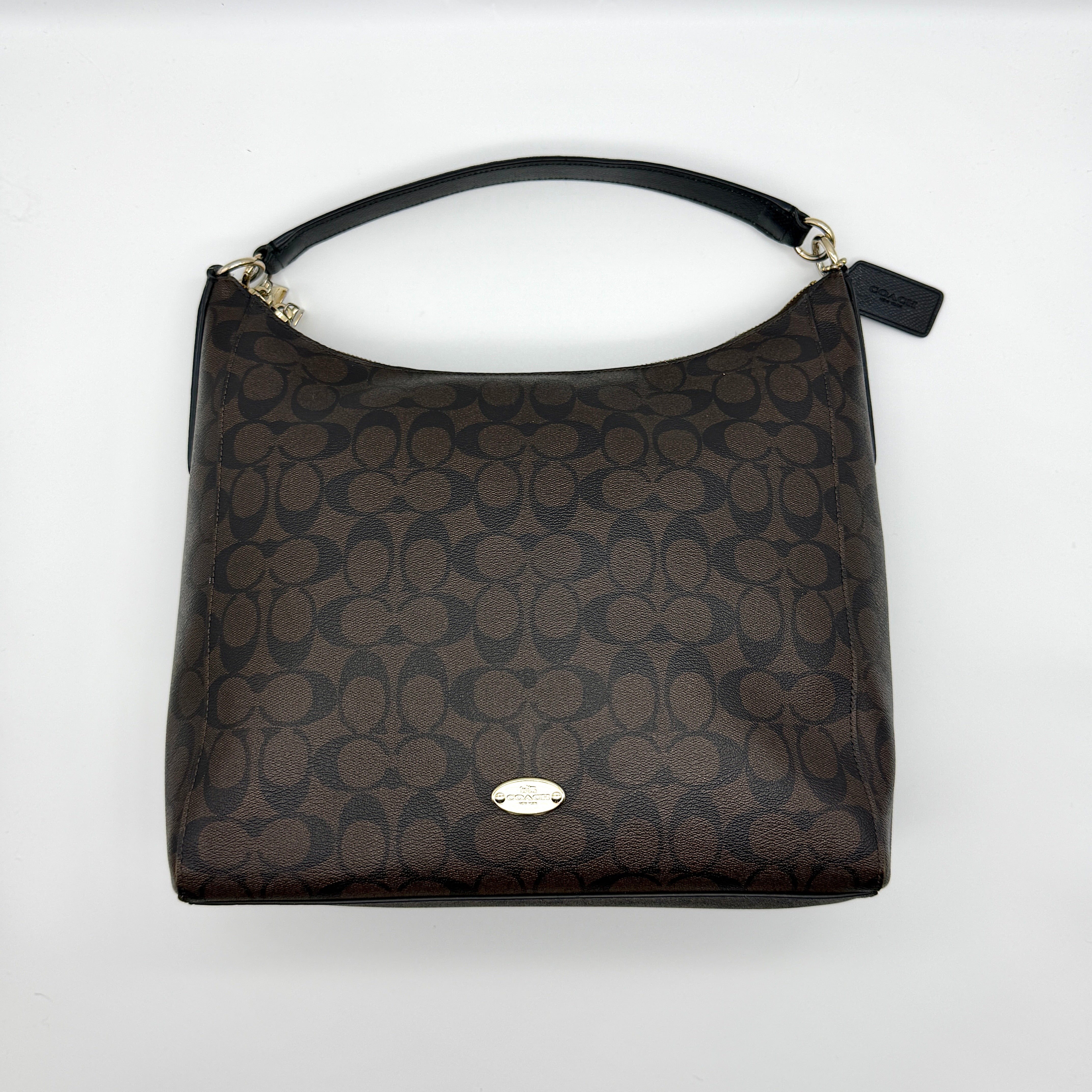 Coach Signature Hobo PVC Shoulder Bag Brown