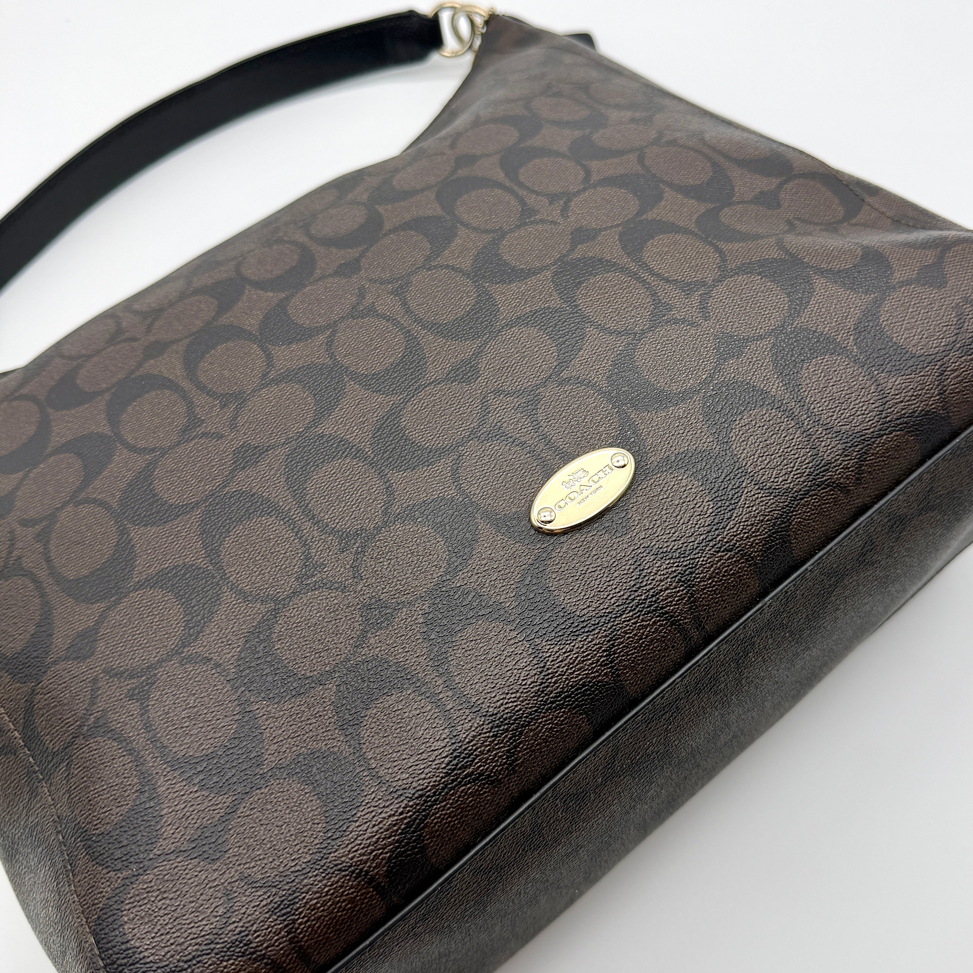 Coach Signature Hobo PVC Shoulder Bag Brown