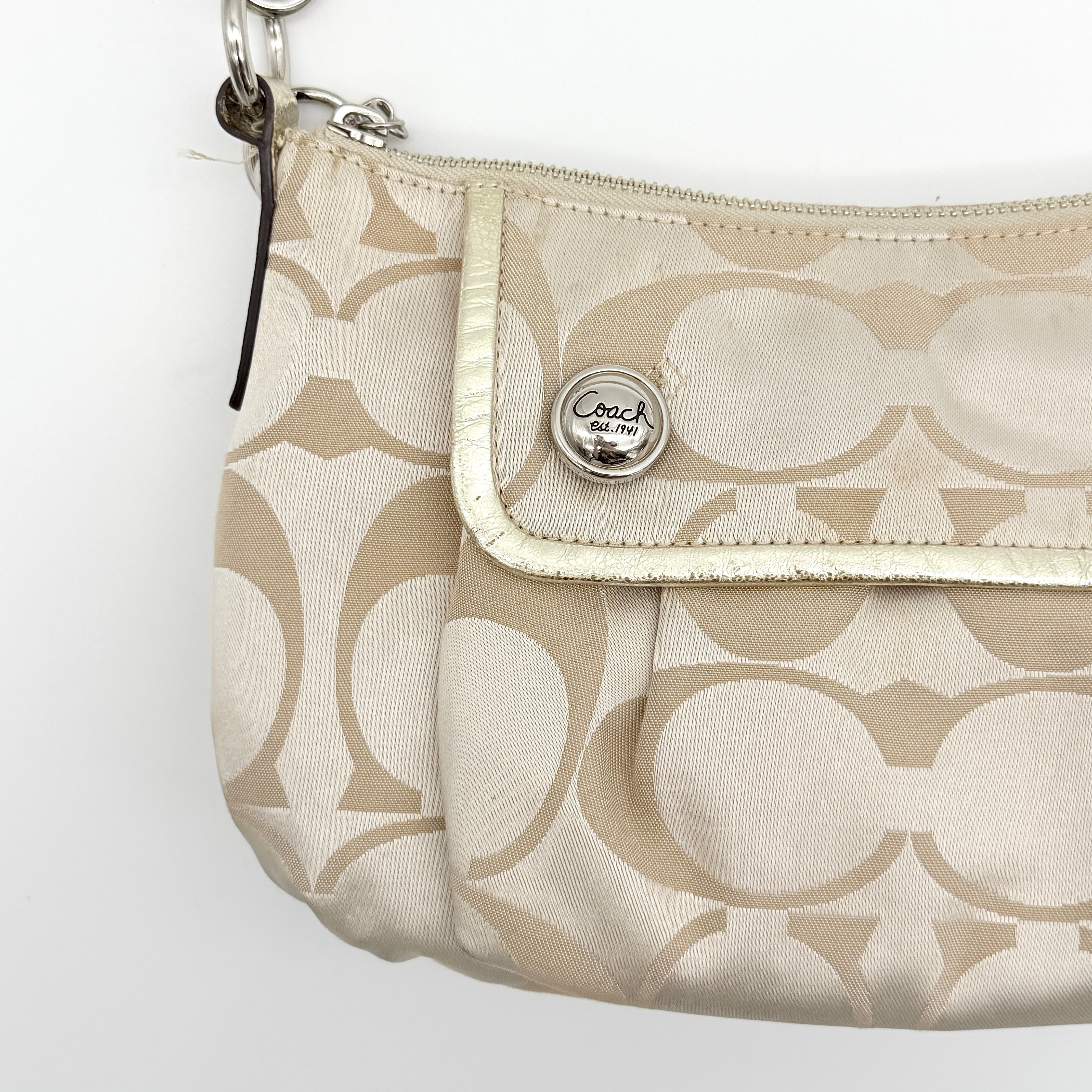 Coach 2Way Signature Poppy Shoulder Bag Cream/Gold