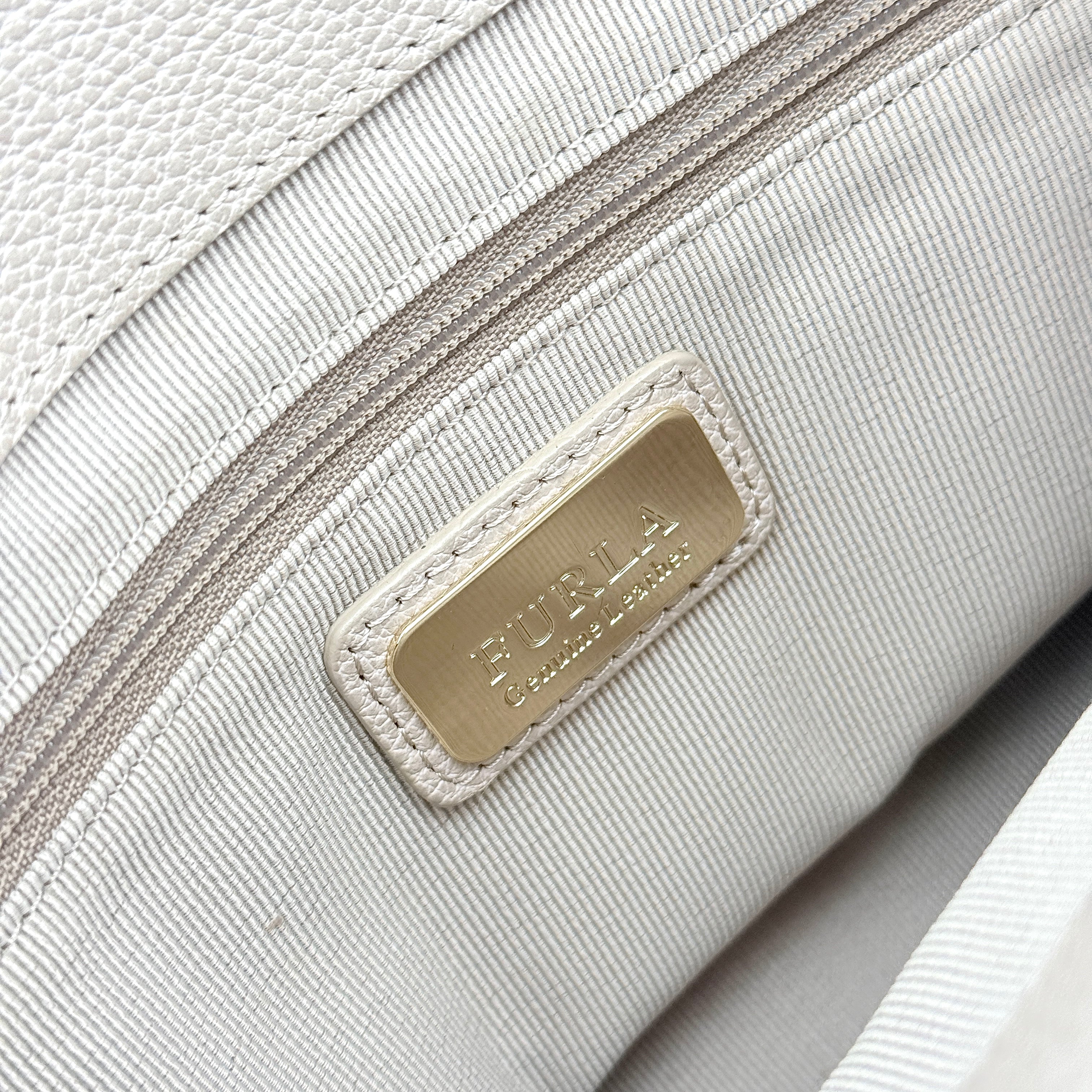 Furla 2Way Pin Leather Handbag Beige