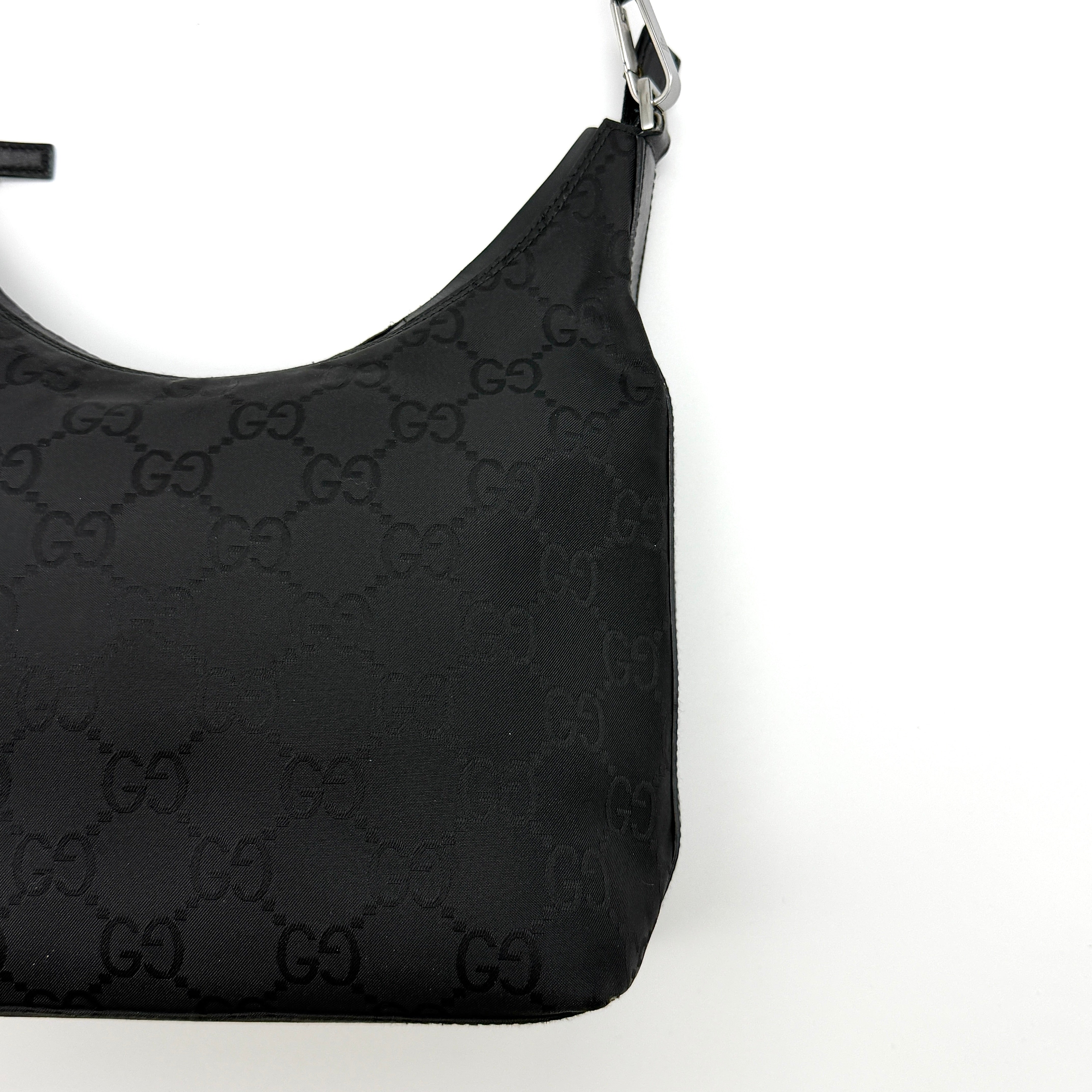 Gucci GG Monogram Nylon Shoulder Bag Black