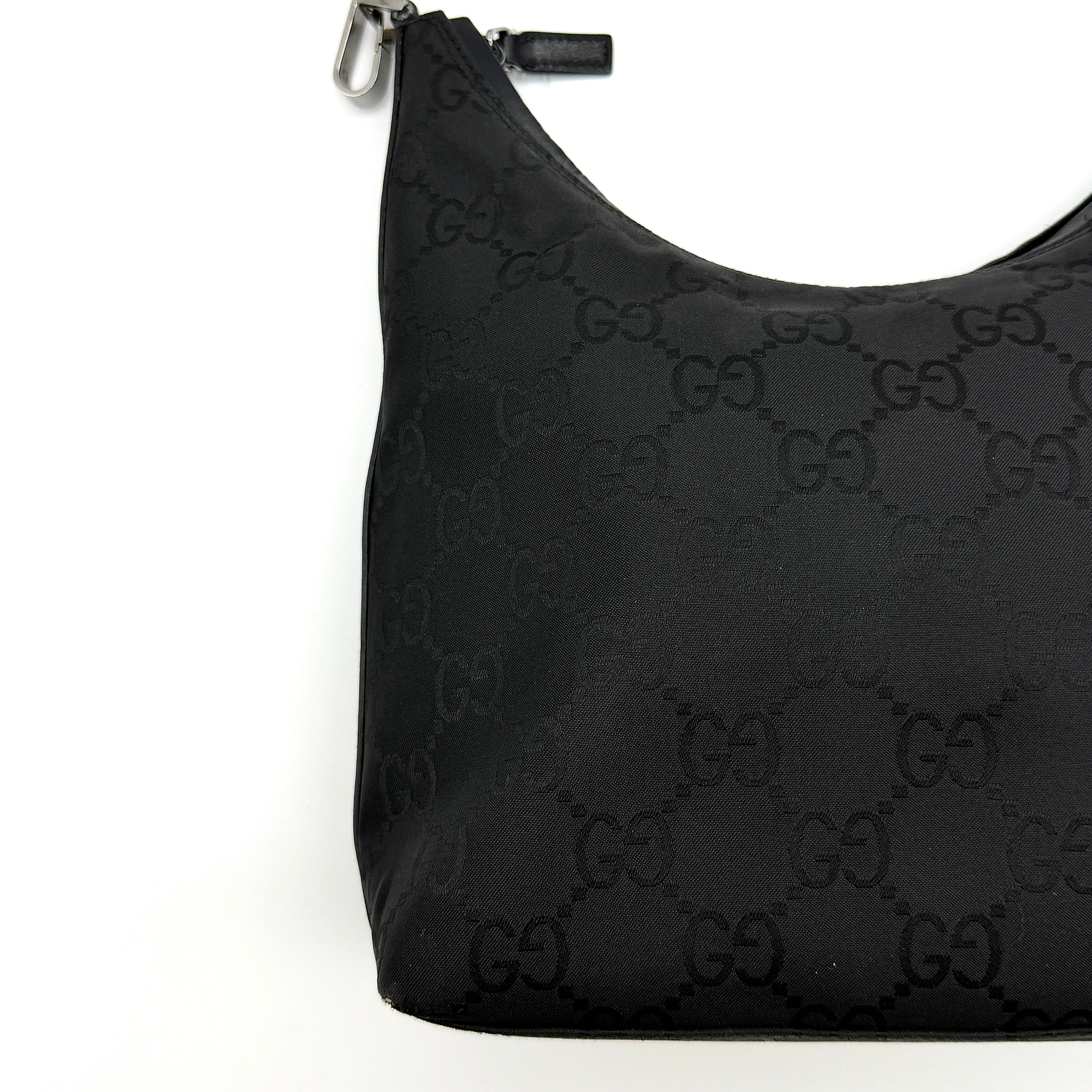 Gucci GG Monogram Nylon Shoulder Bag Black