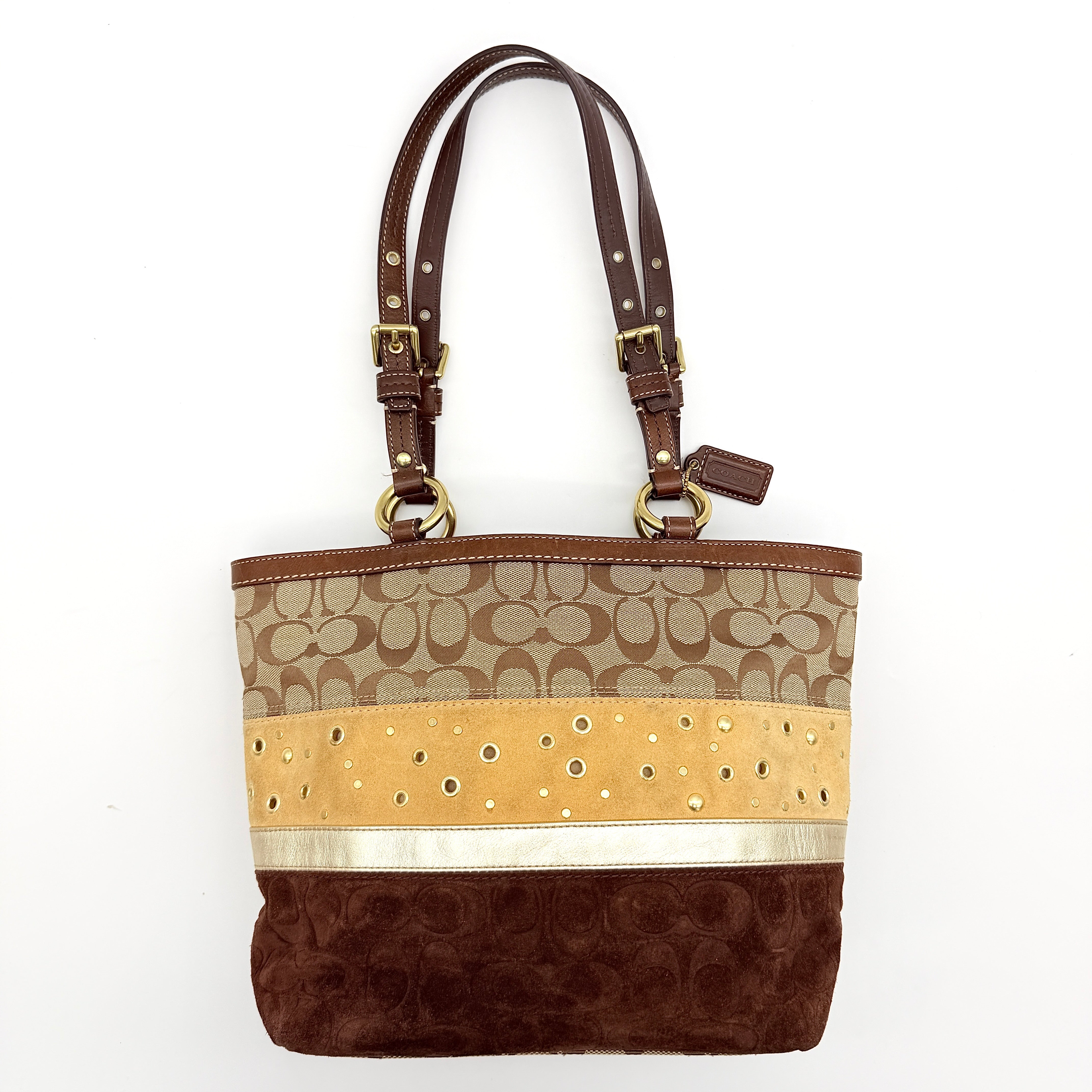 Coach Y2K Signature Patchwork Tote Bag Brown