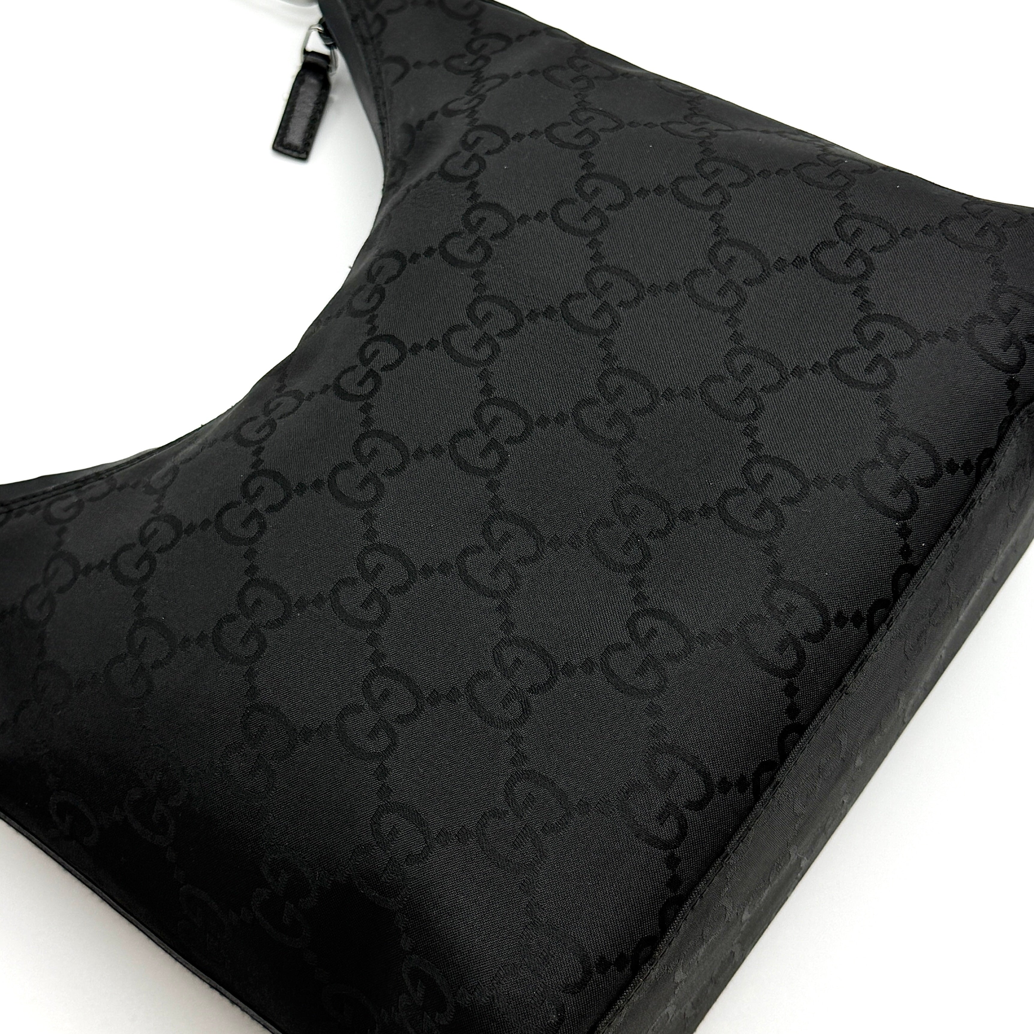 Gucci GG Monogram Nylon Shoulder Bag Black