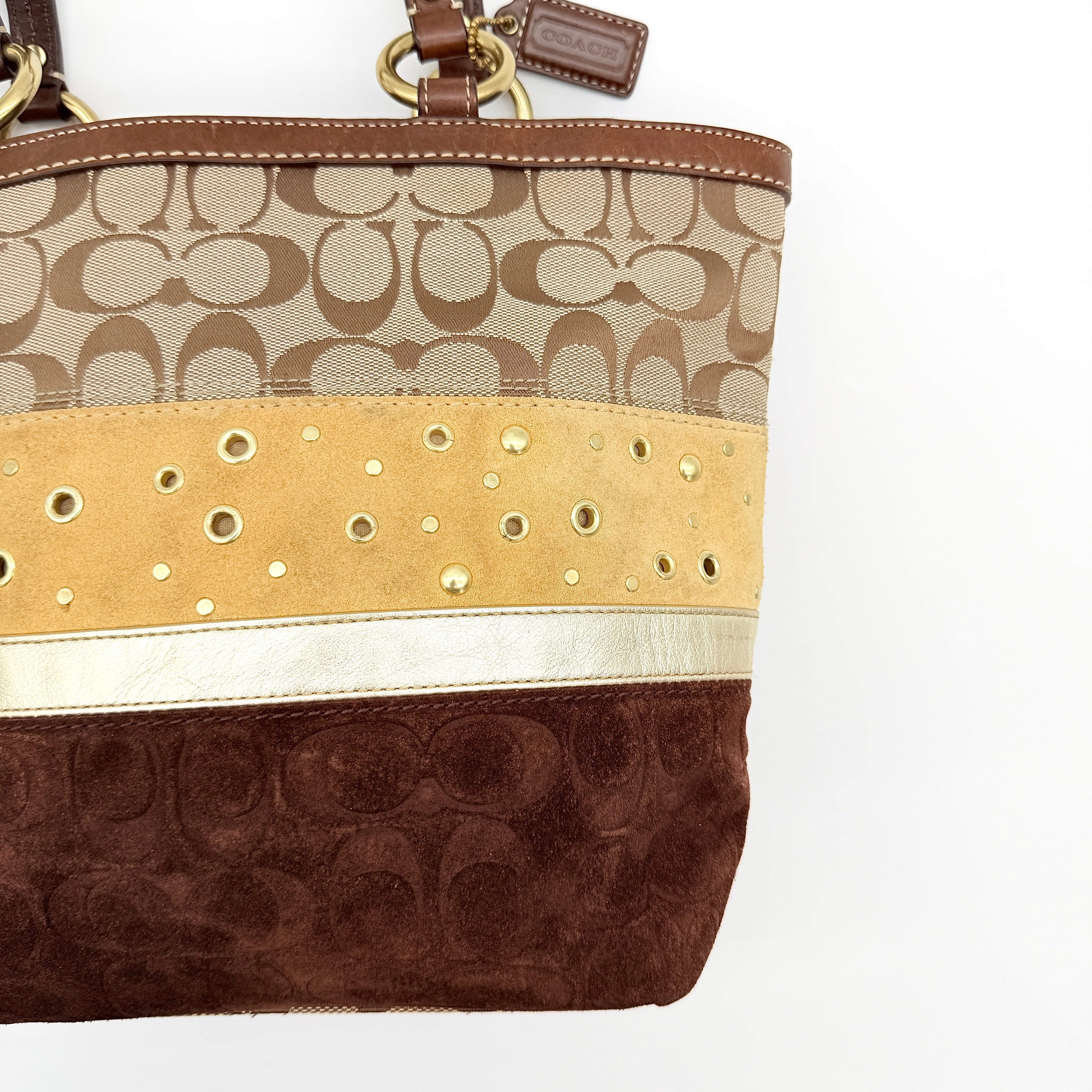 Coach Y2K Signature Patchwork Tote Bag Brown
