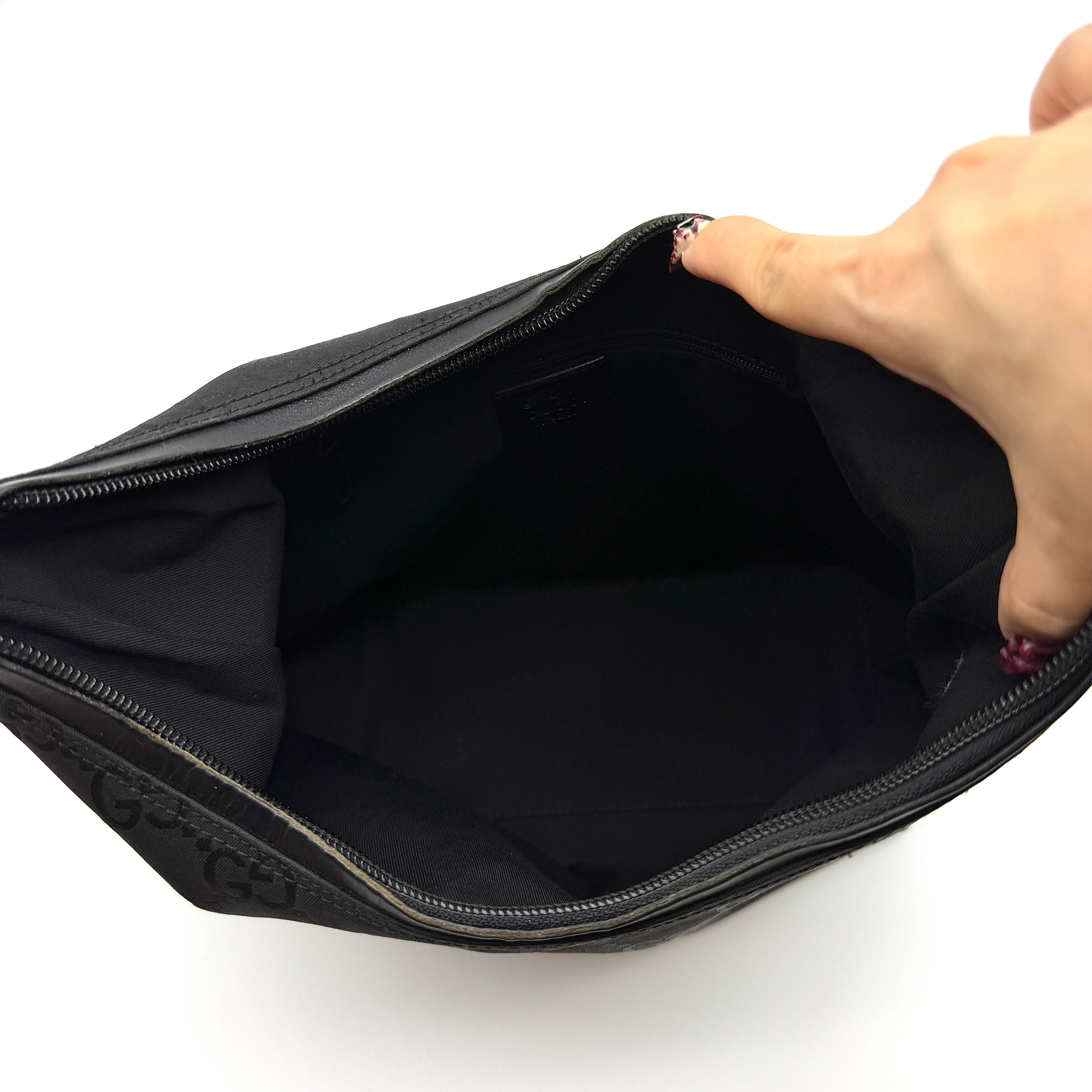 Gucci GG Monogram Nylon Shoulder Bag Black