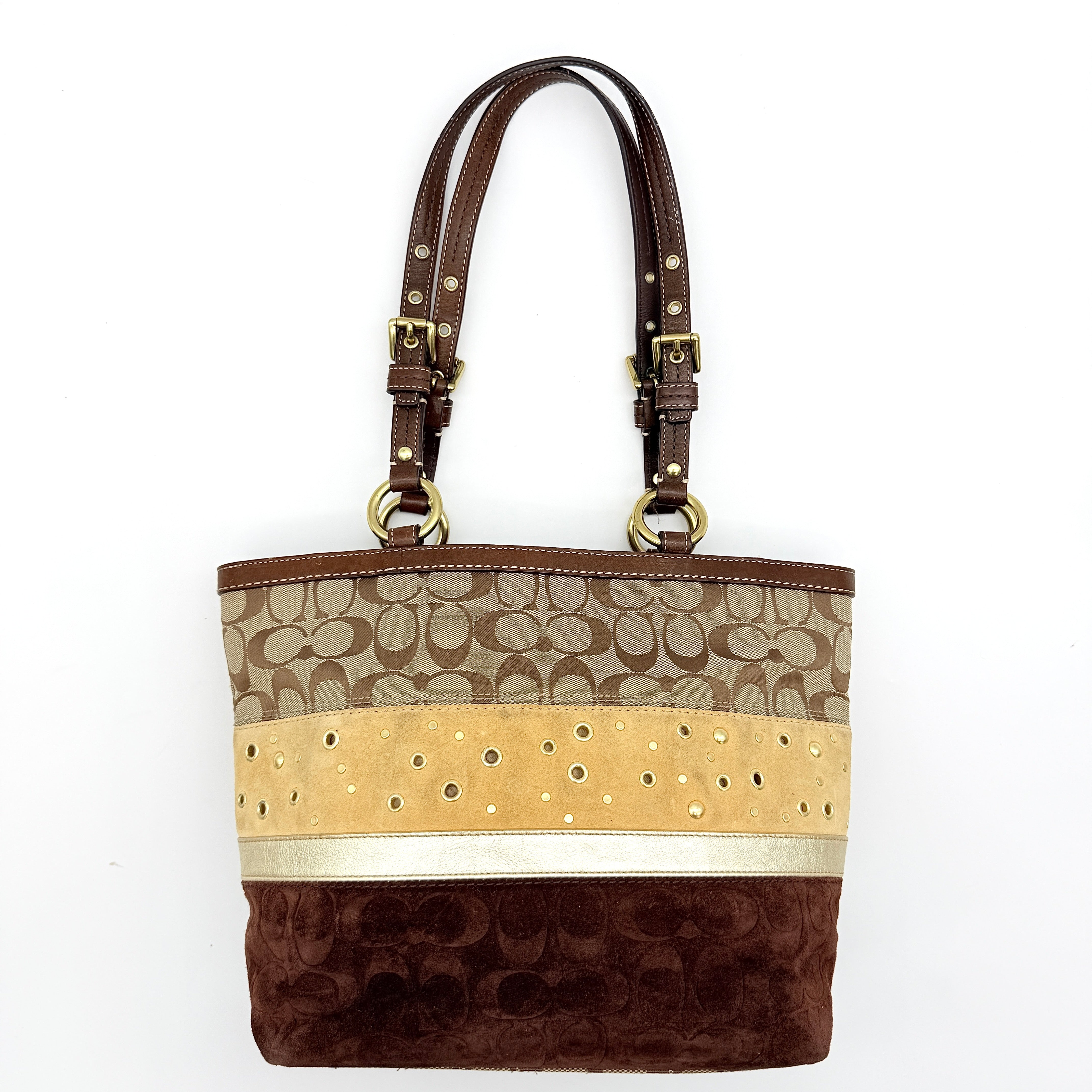 Coach Y2K Signature Patchwork Tote Bag Brown