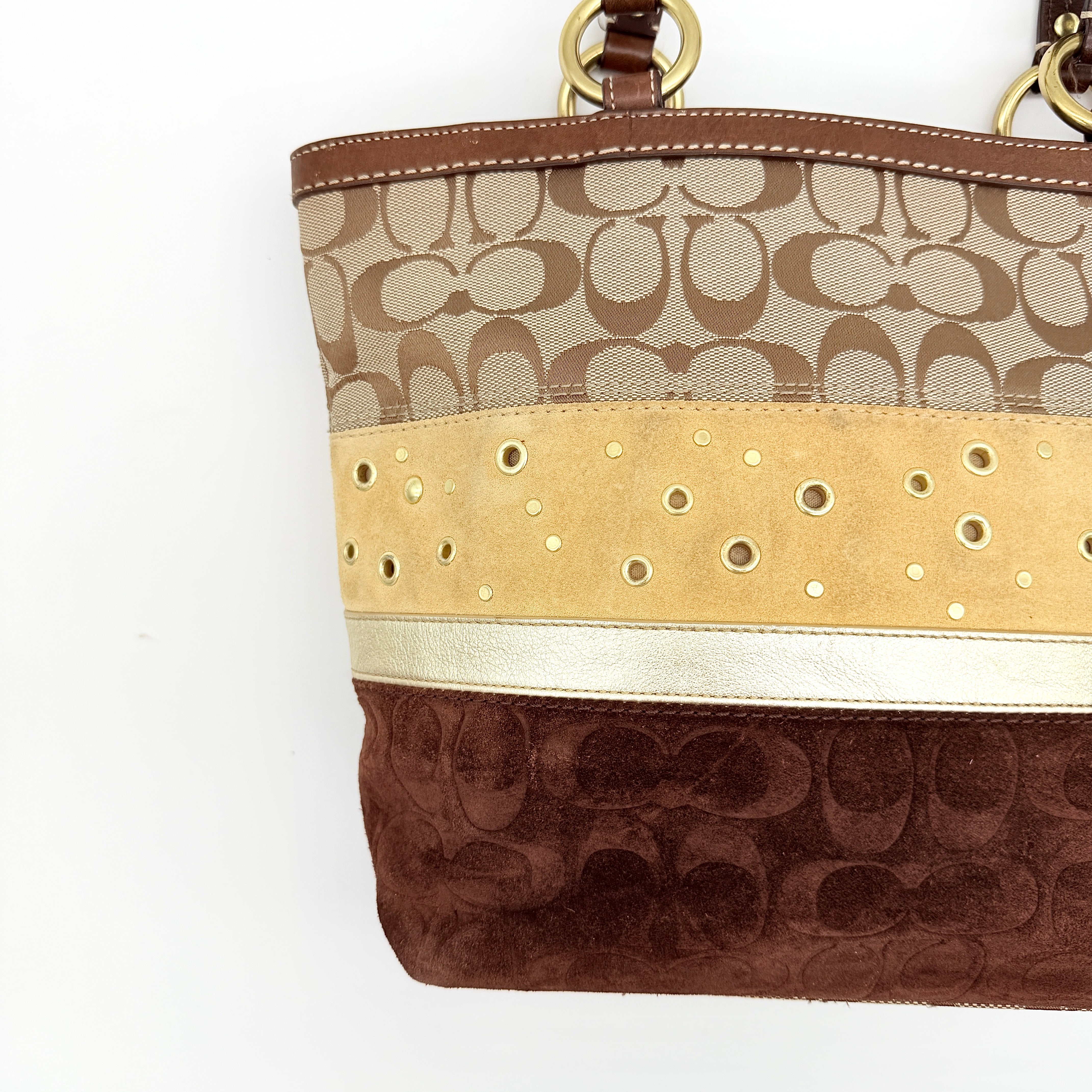 Coach Y2K Signature Patchwork Tote Bag Brown