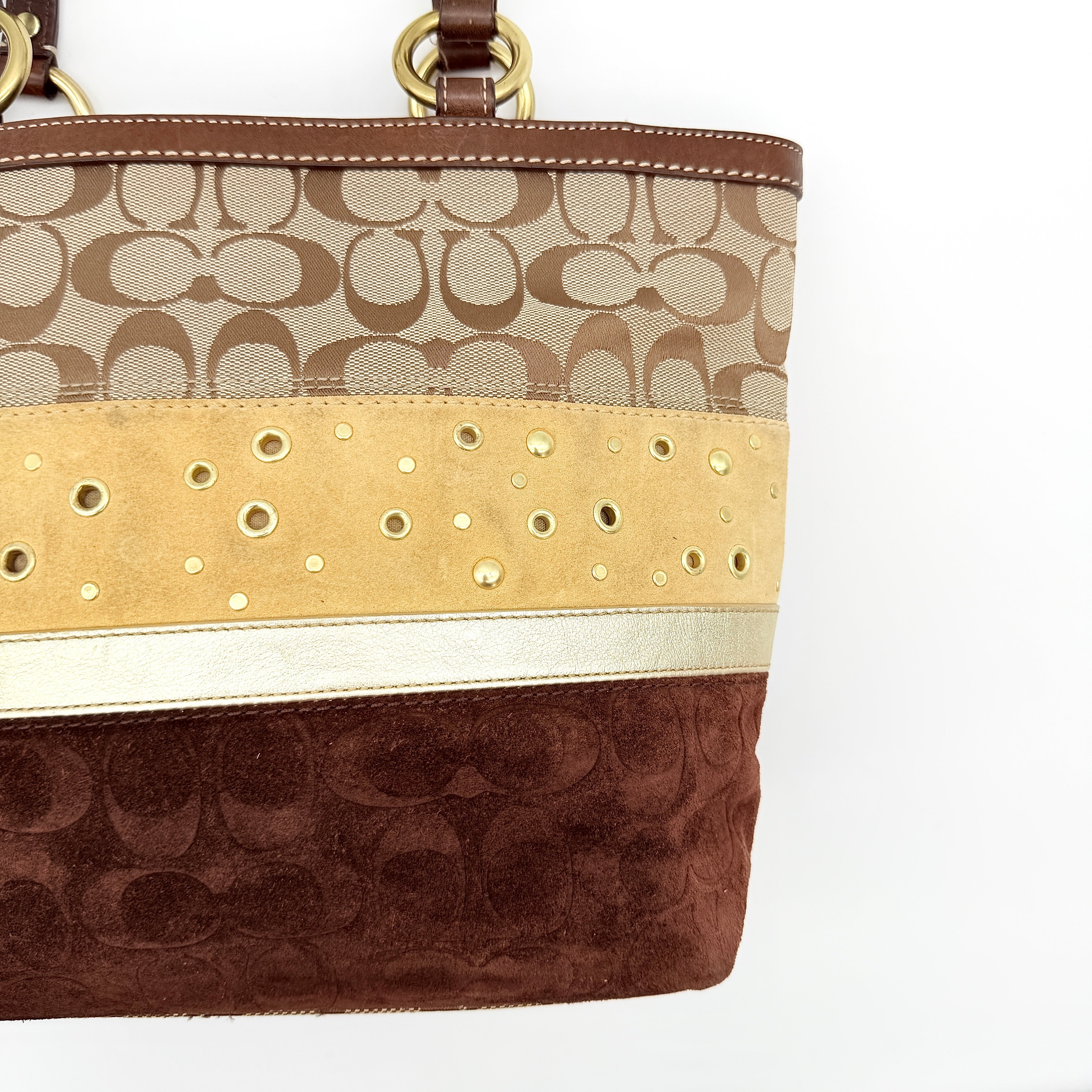Coach Y2K Signature Patchwork Tote Bag Brown