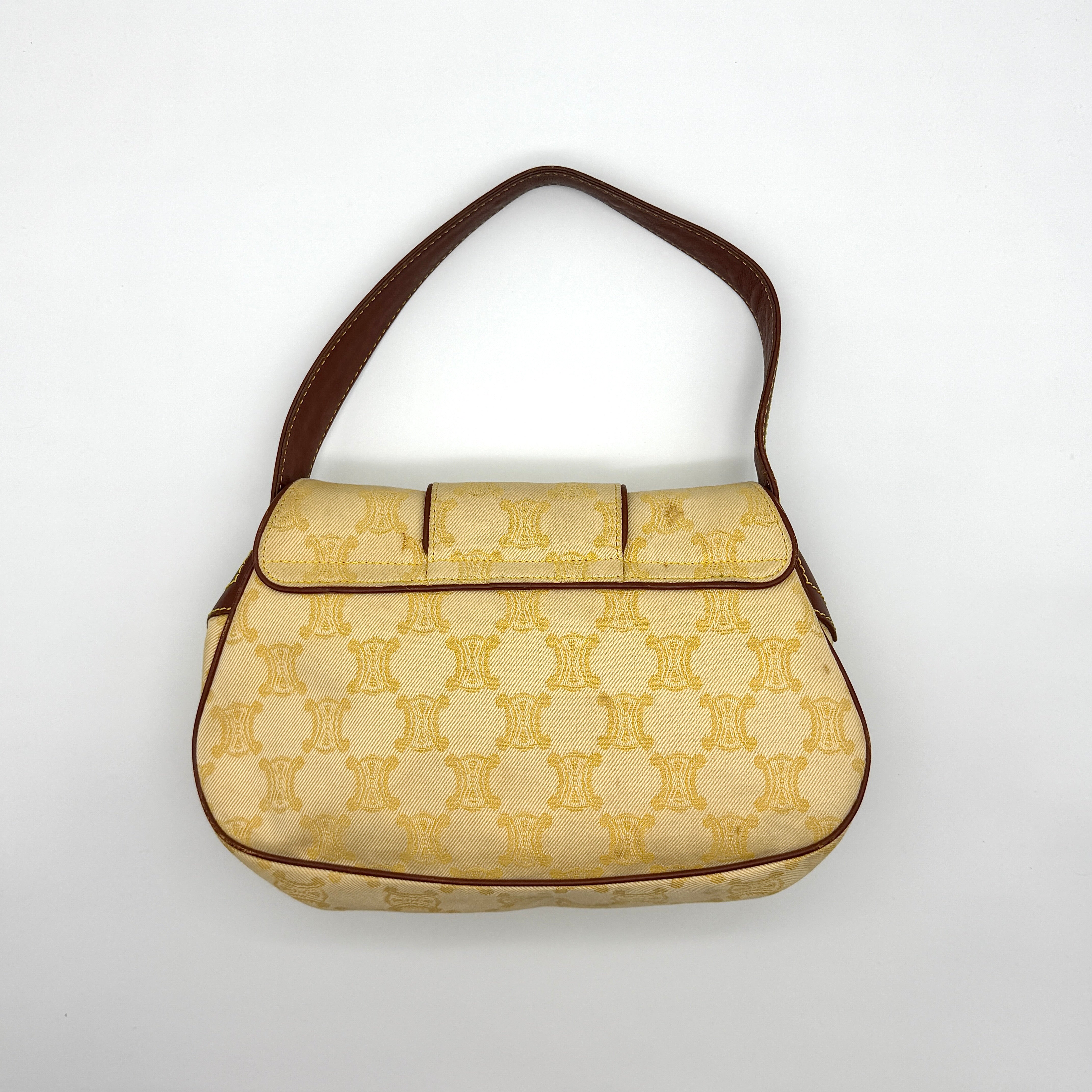 Celine Triomphe Macadam One Shoulder Bag Beige/Brown