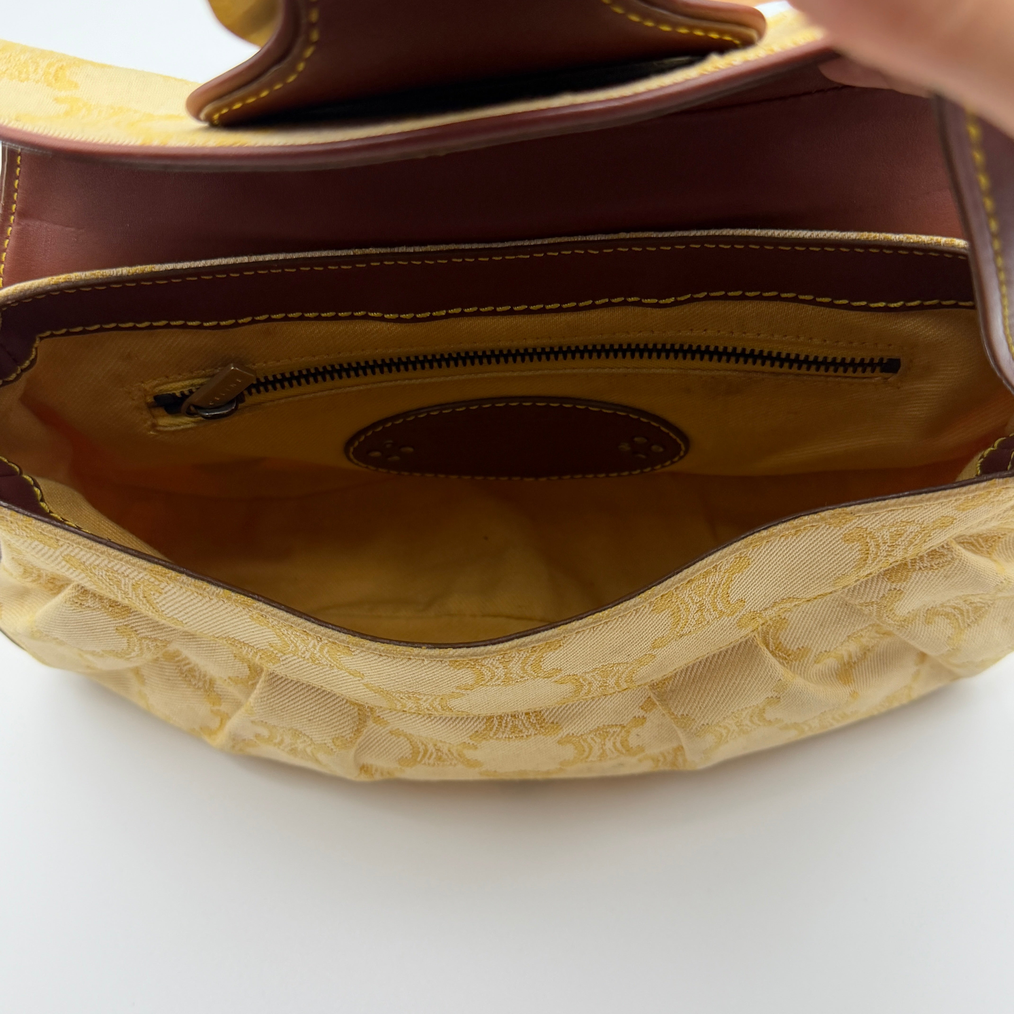 Celine Triomphe Macadam One Shoulder Bag Beige/Brown