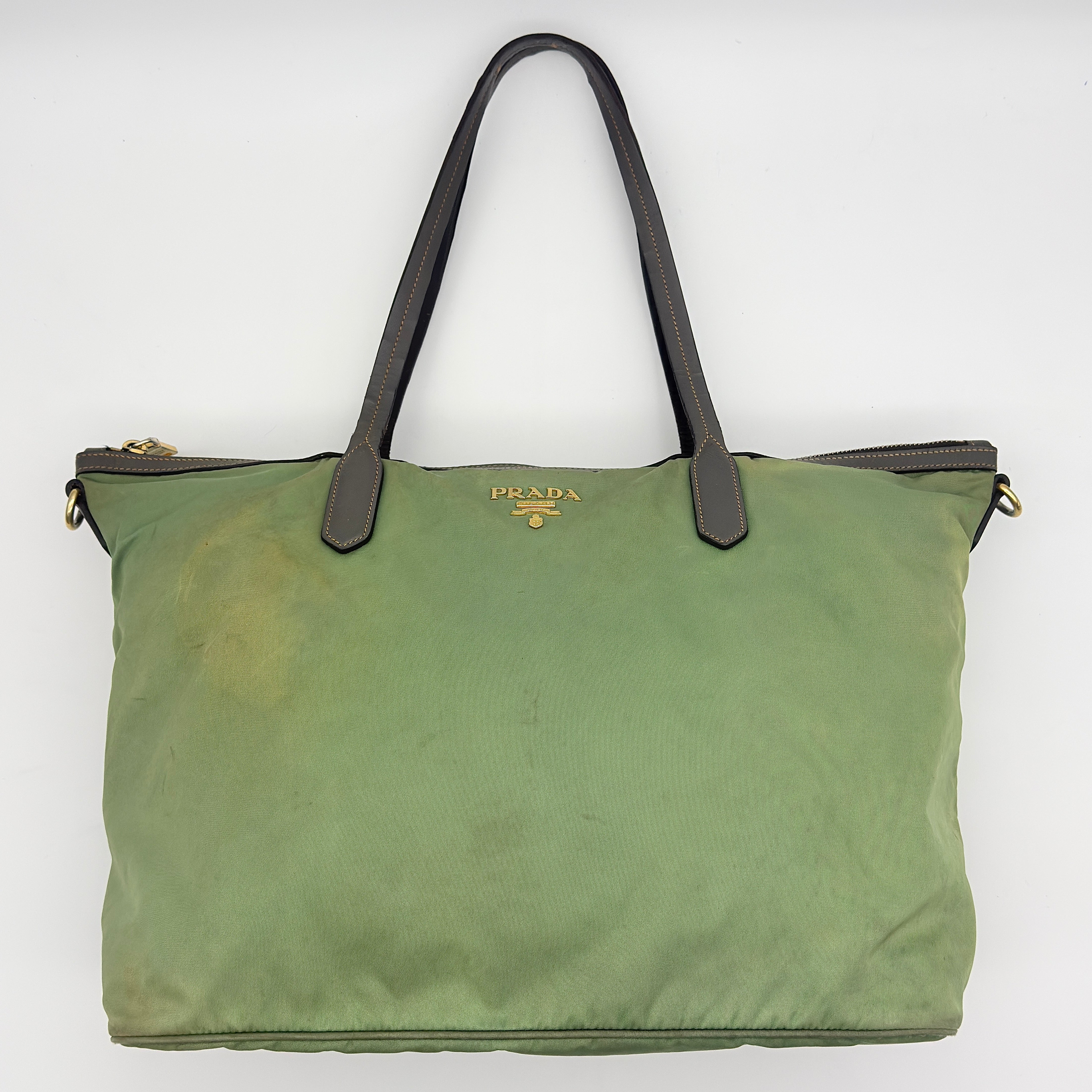 Prada 2Way Nylon Tote Bag Green