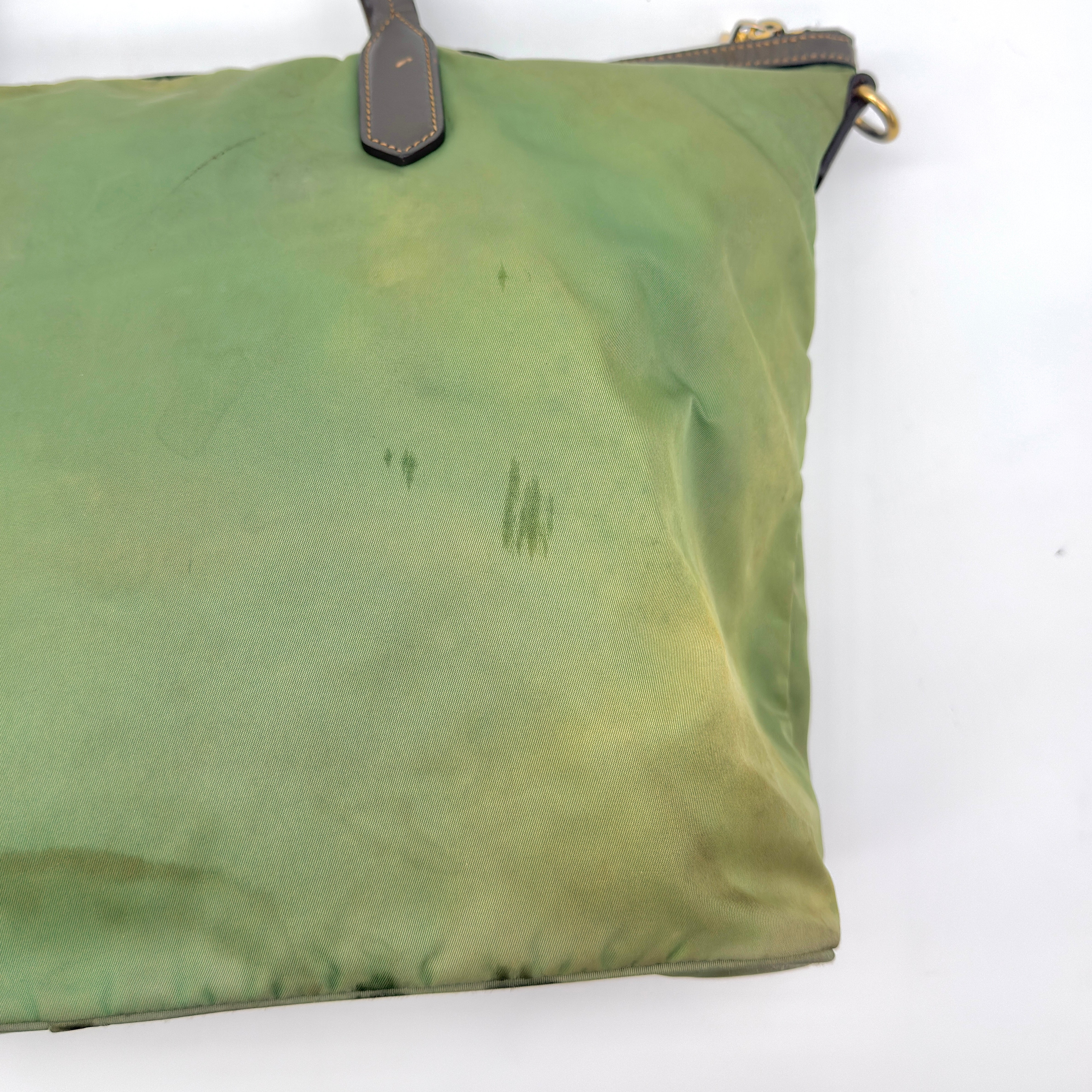 Prada 2Way Nylon Tote Bag Green
