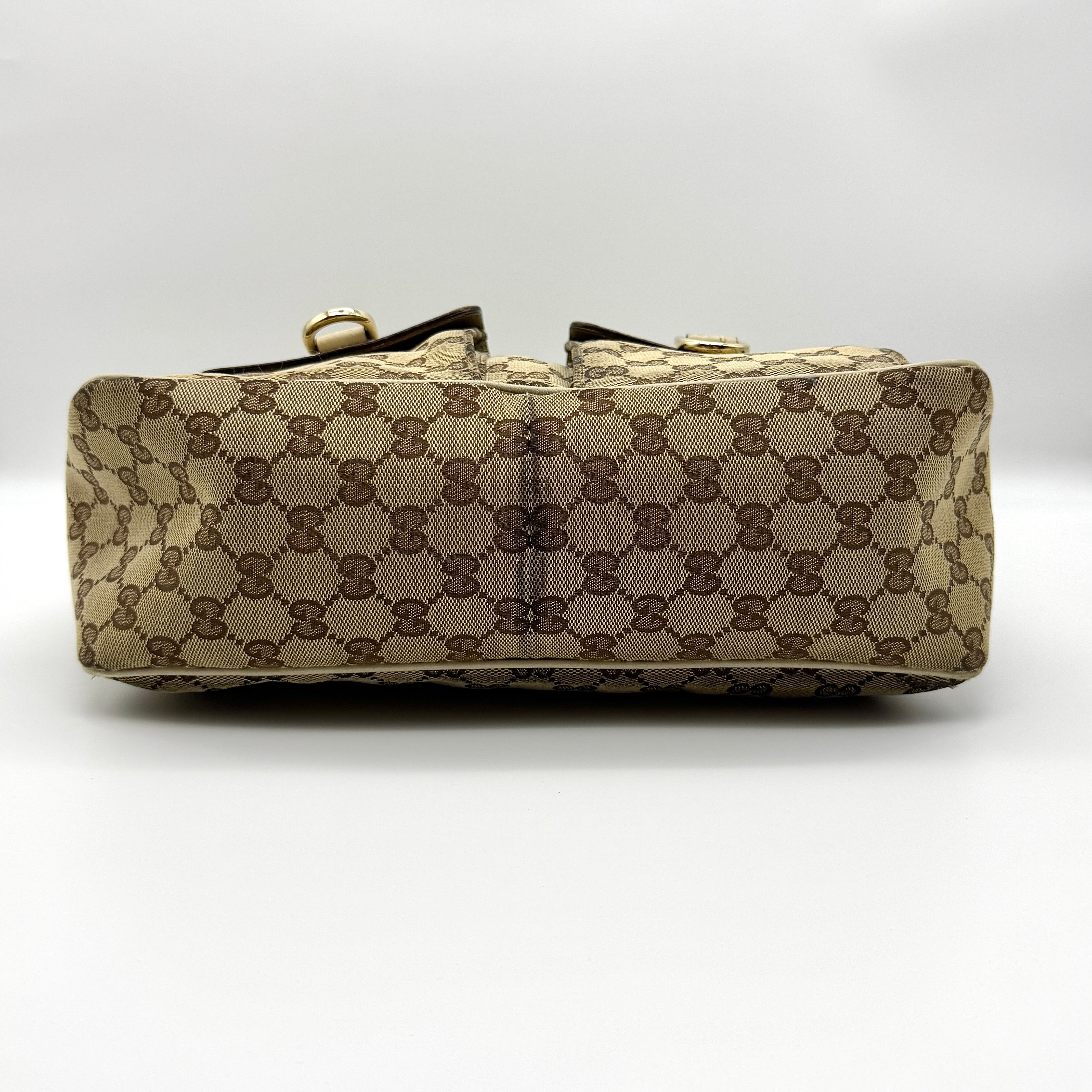 Gucci GG Monogram Hobo Shoulder Bag Beige/White